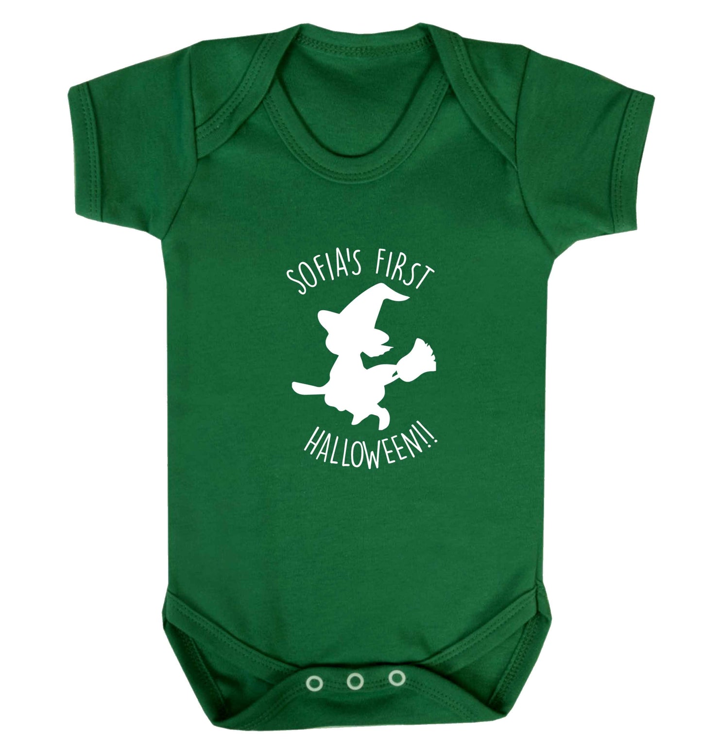 Personalised first halloween - Witch baby vest green 18-24 months