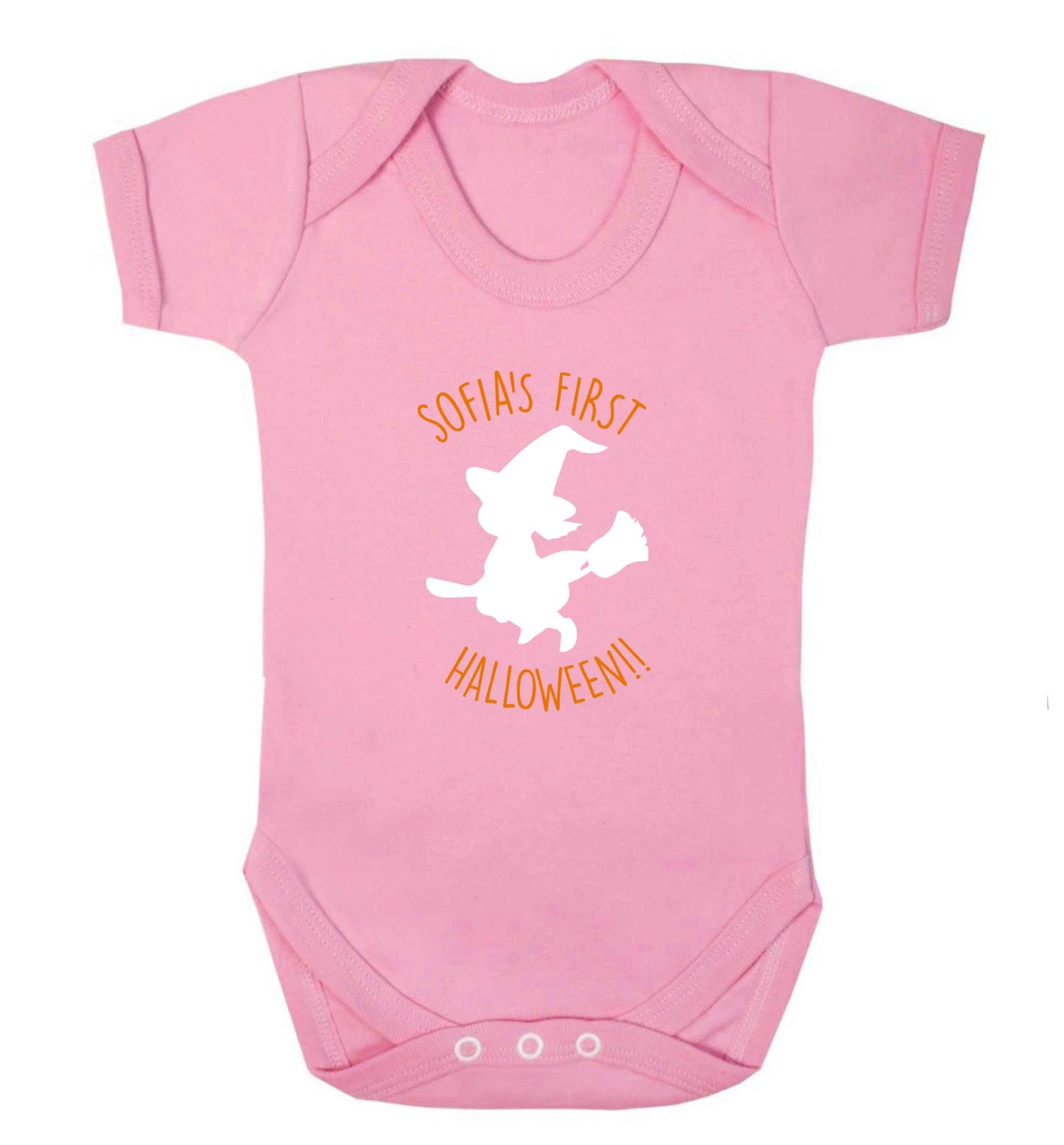 Personalised first halloween - Witch baby vest pale pink 18-24 months