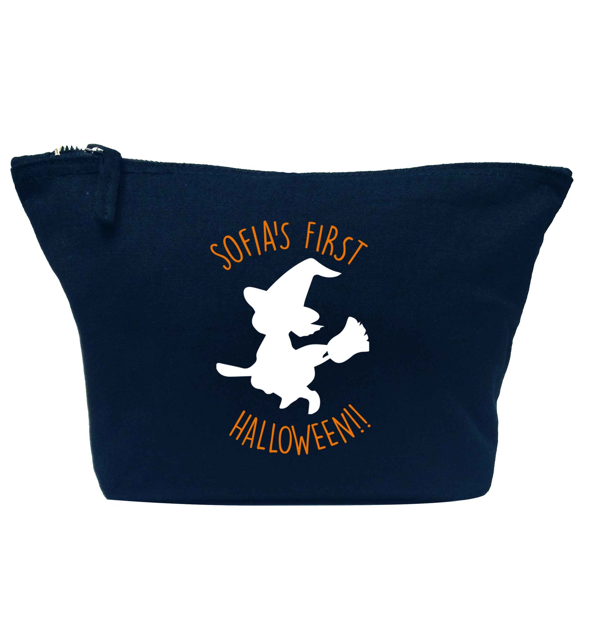 Personalised first halloween - Witch navy makeup bag