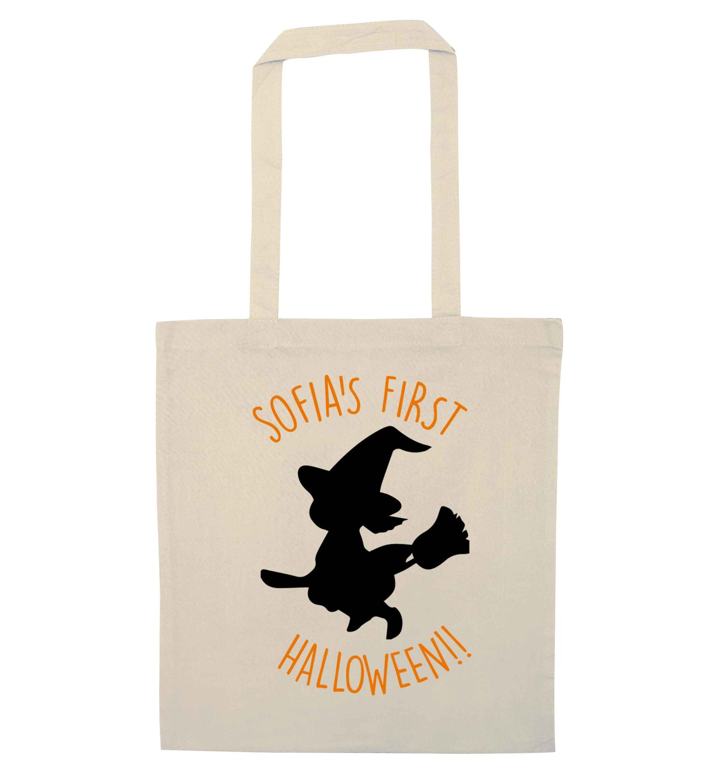 Personalised first halloween - Witch natural tote bag