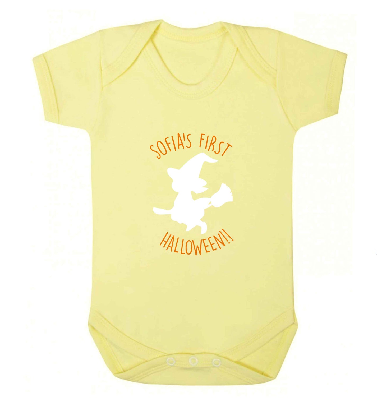 Personalised first halloween - Witch baby vest pale yellow 18-24 months