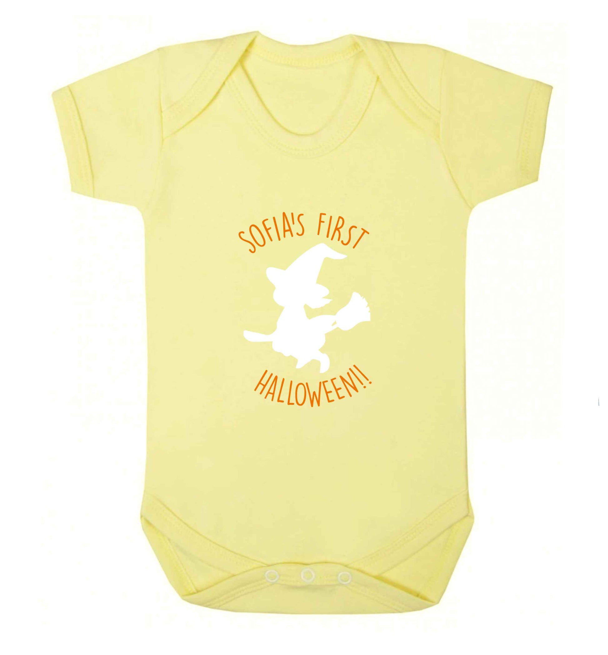 Personalised first halloween - Witch baby vest pale yellow 18-24 months