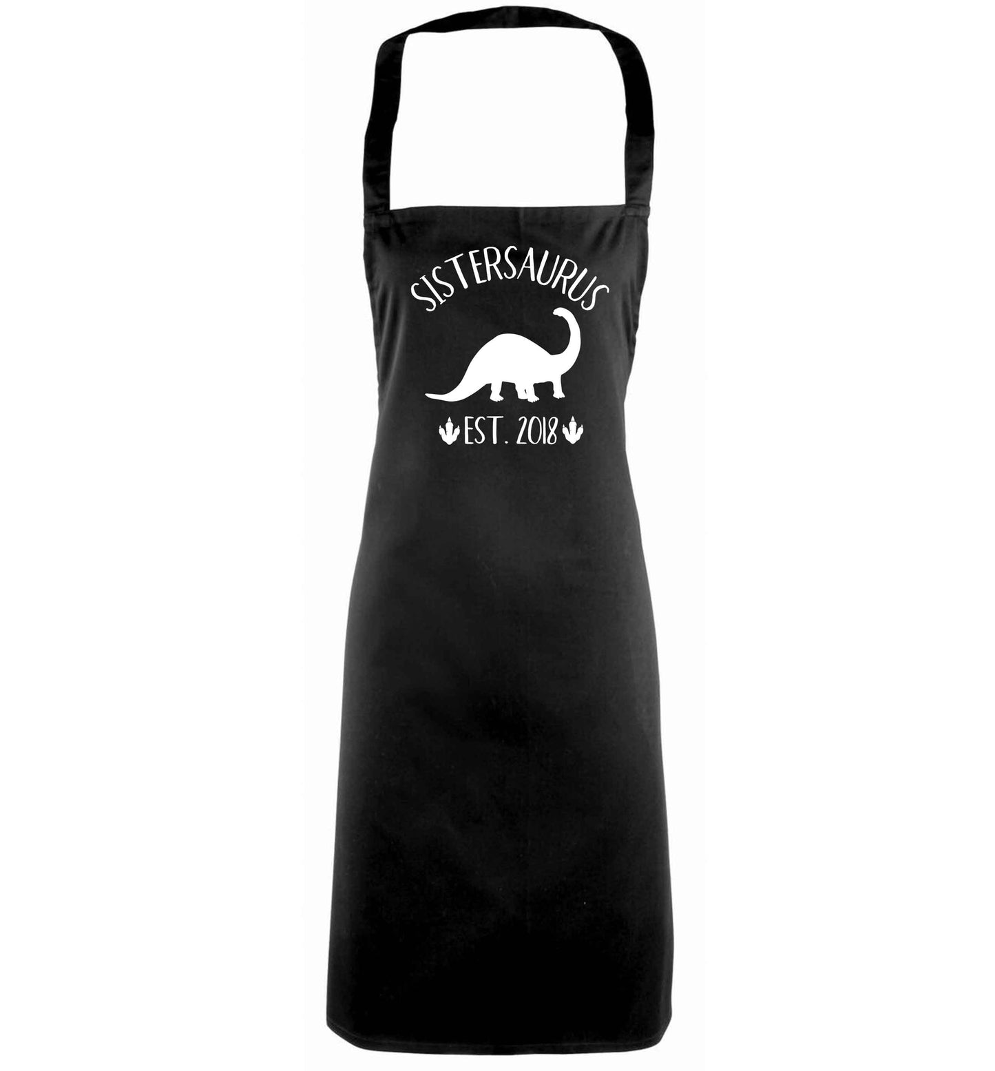 Personalised sistersaurus since (custom date) black apron