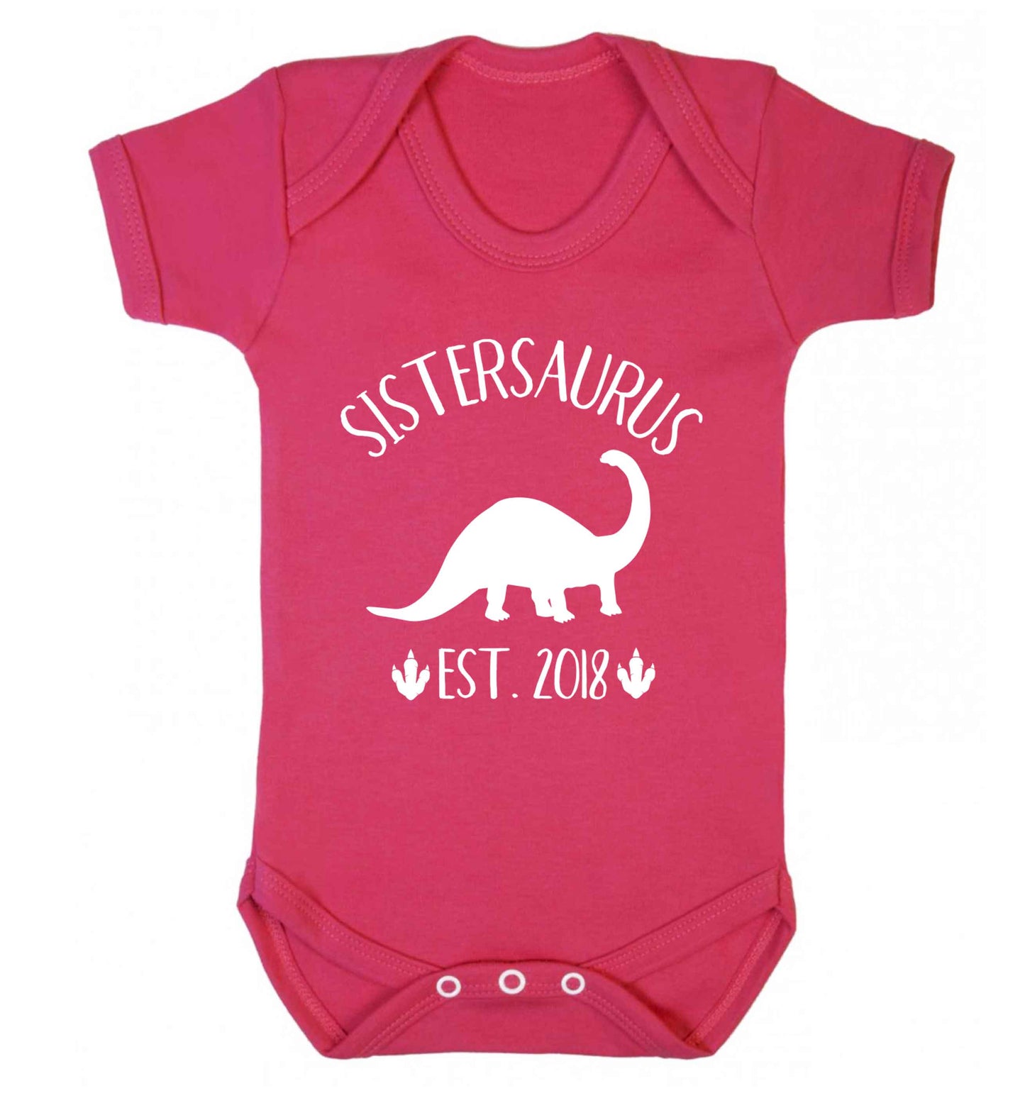 Personalised sistersaurus since (custom date) Baby Vest dark pink 18-24 months