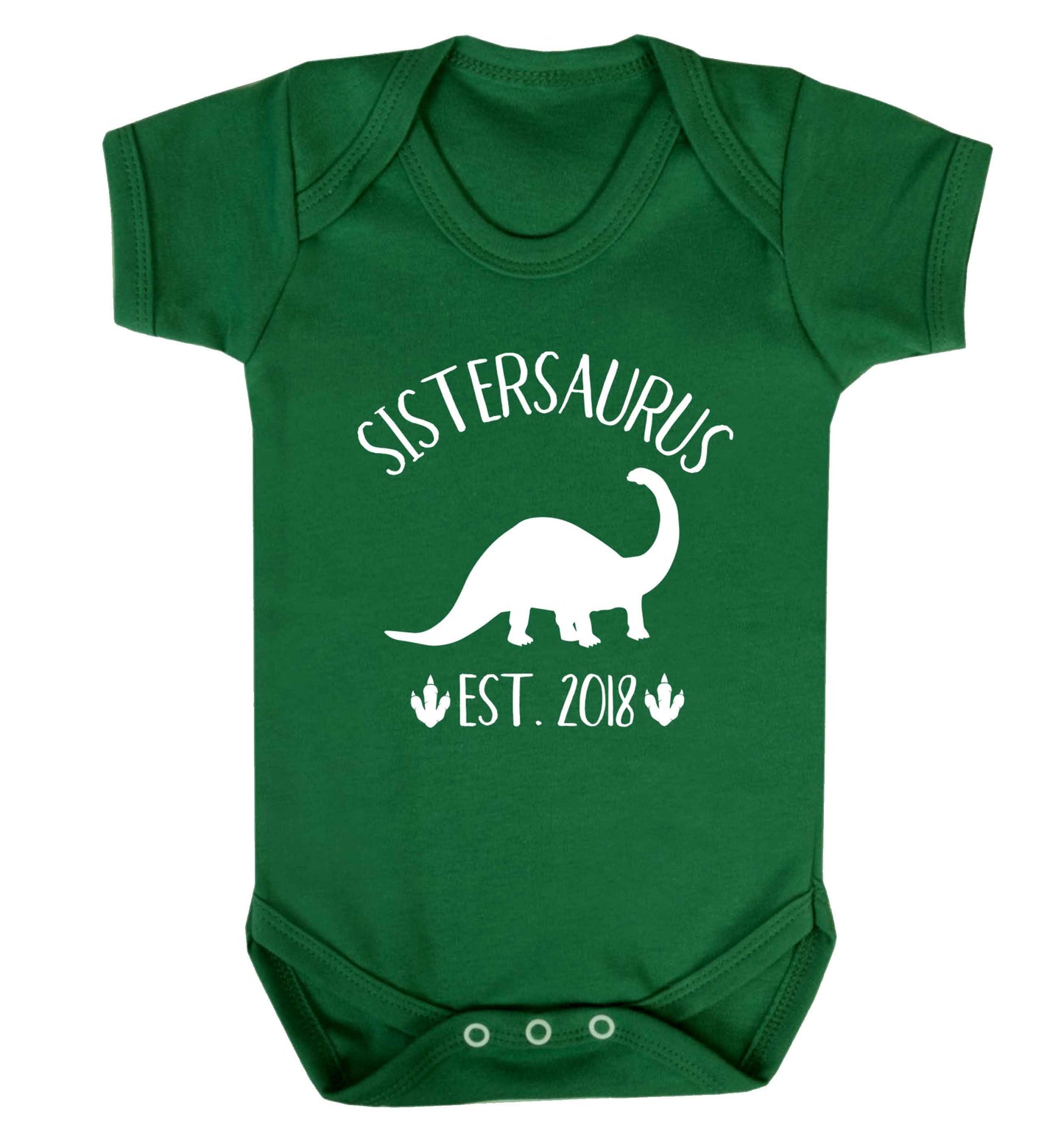 Personalised sistersaurus since (custom date) Baby Vest green 18-24 months