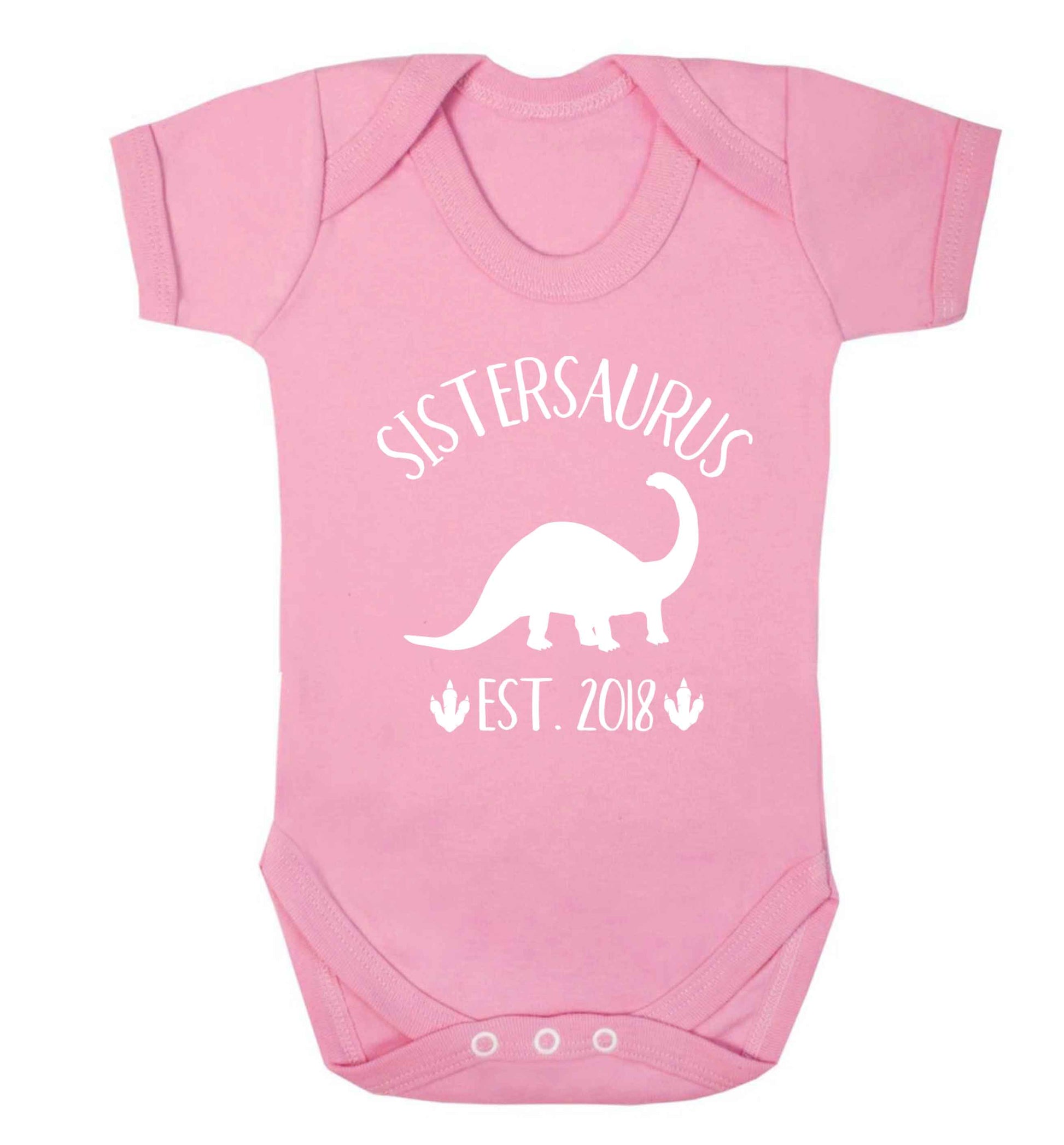 Personalised sistersaurus since (custom date) Baby Vest pale pink 18-24 months