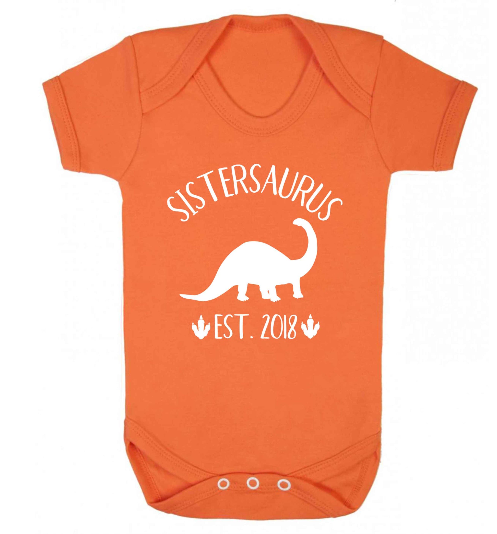 Personalised sistersaurus since (custom date) Baby Vest orange 18-24 months