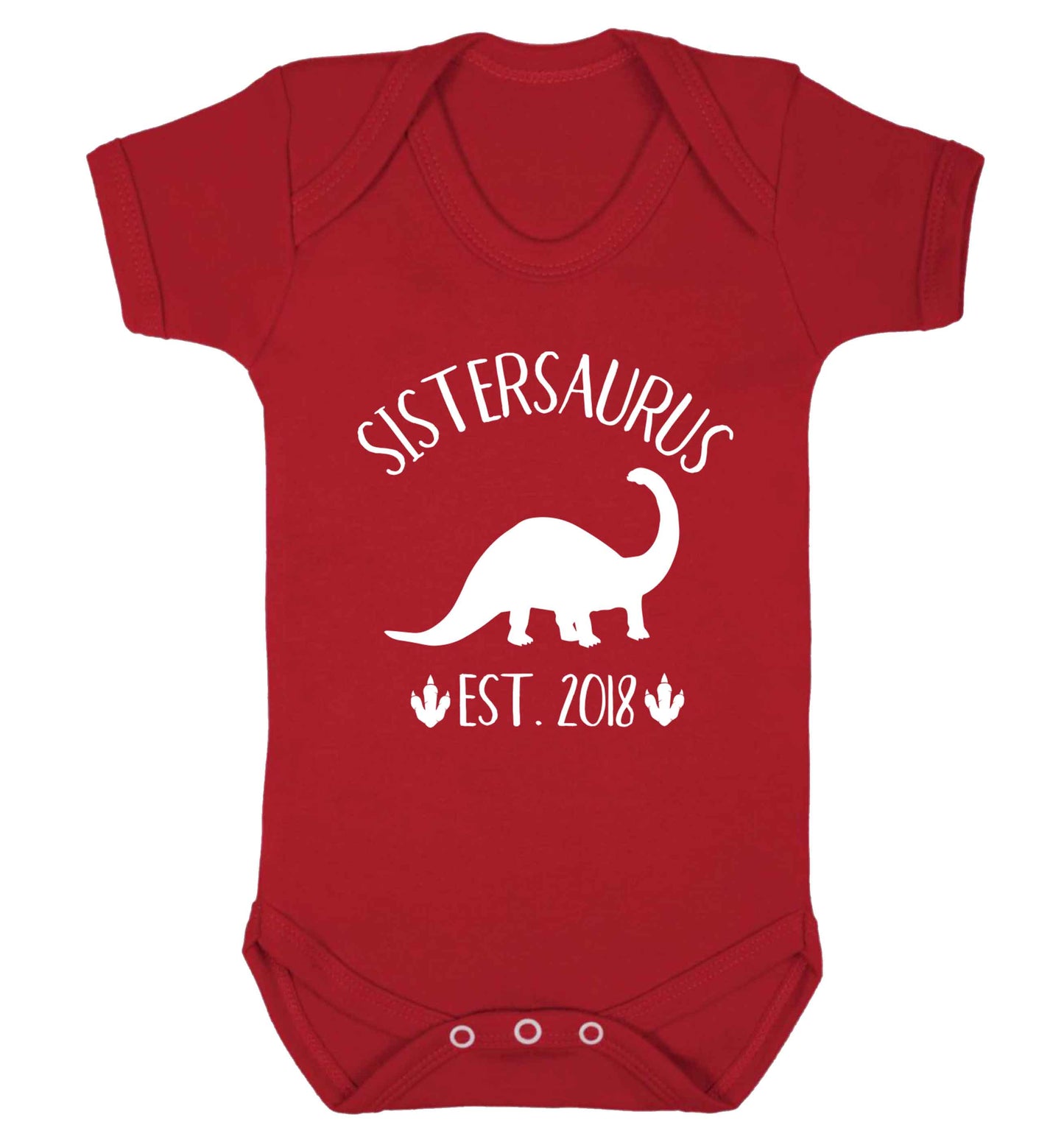 Personalised sistersaurus since (custom date) Baby Vest red 18-24 months
