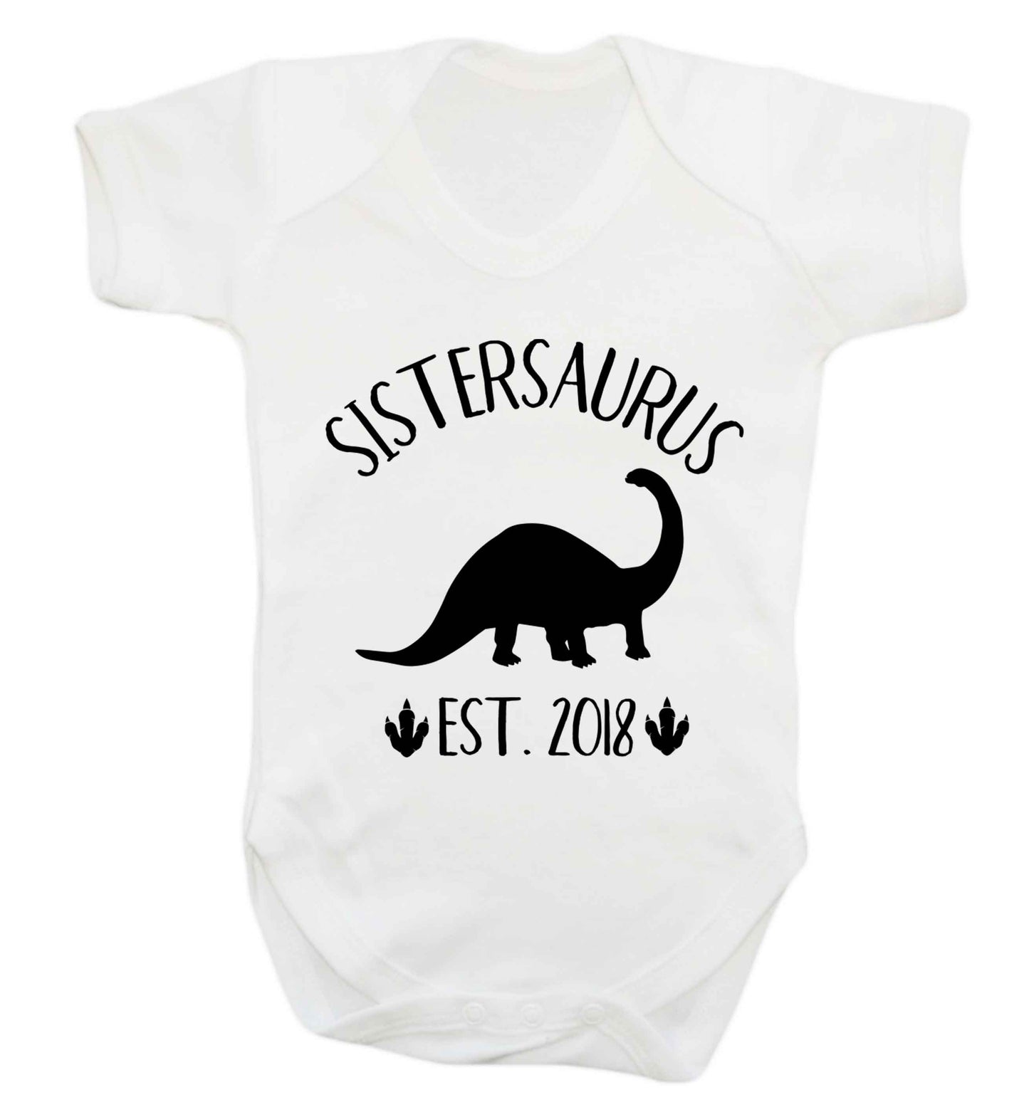 Personalised sistersaurus since (custom date) Baby Vest white 18-24 months