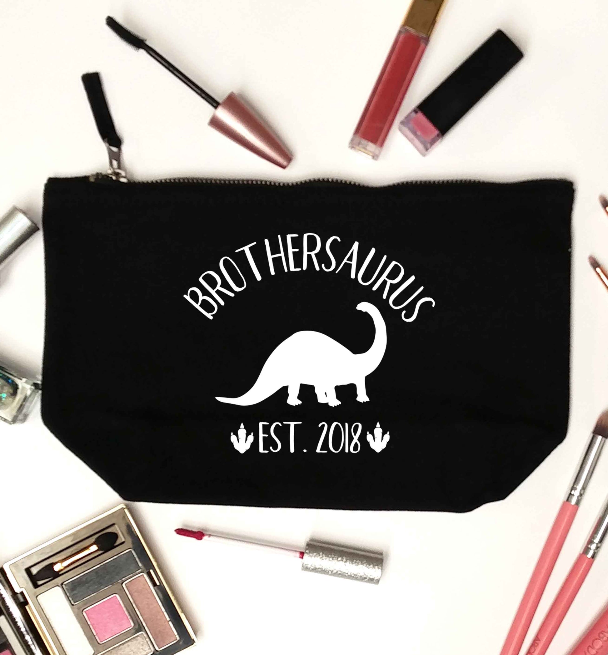 Personalised brothersaurus since (custom date) black makeup bag