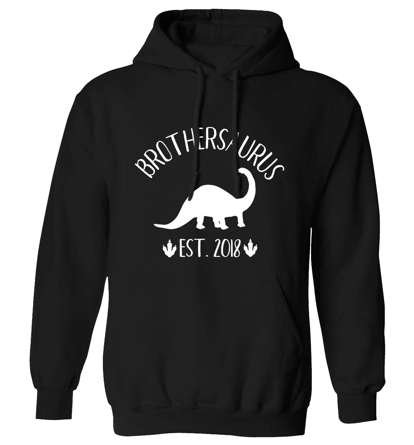 Personalised brothersaurus since (custom date) adults unisex black hoodie 2XL