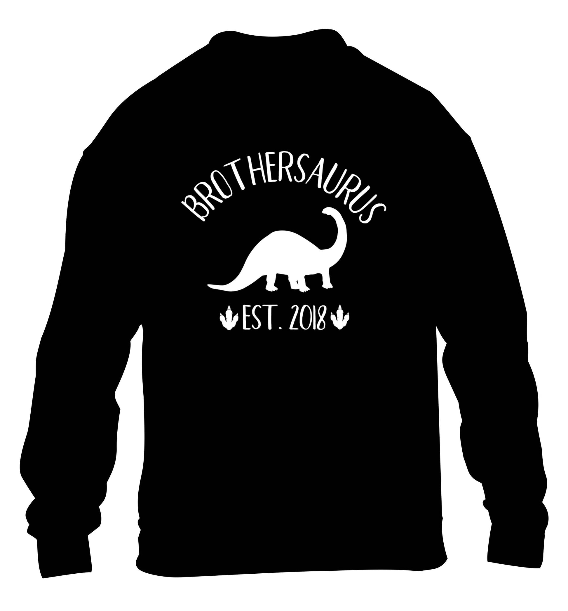 Personalised brothersaurus since (custom date) children's black sweater 12-13 Years