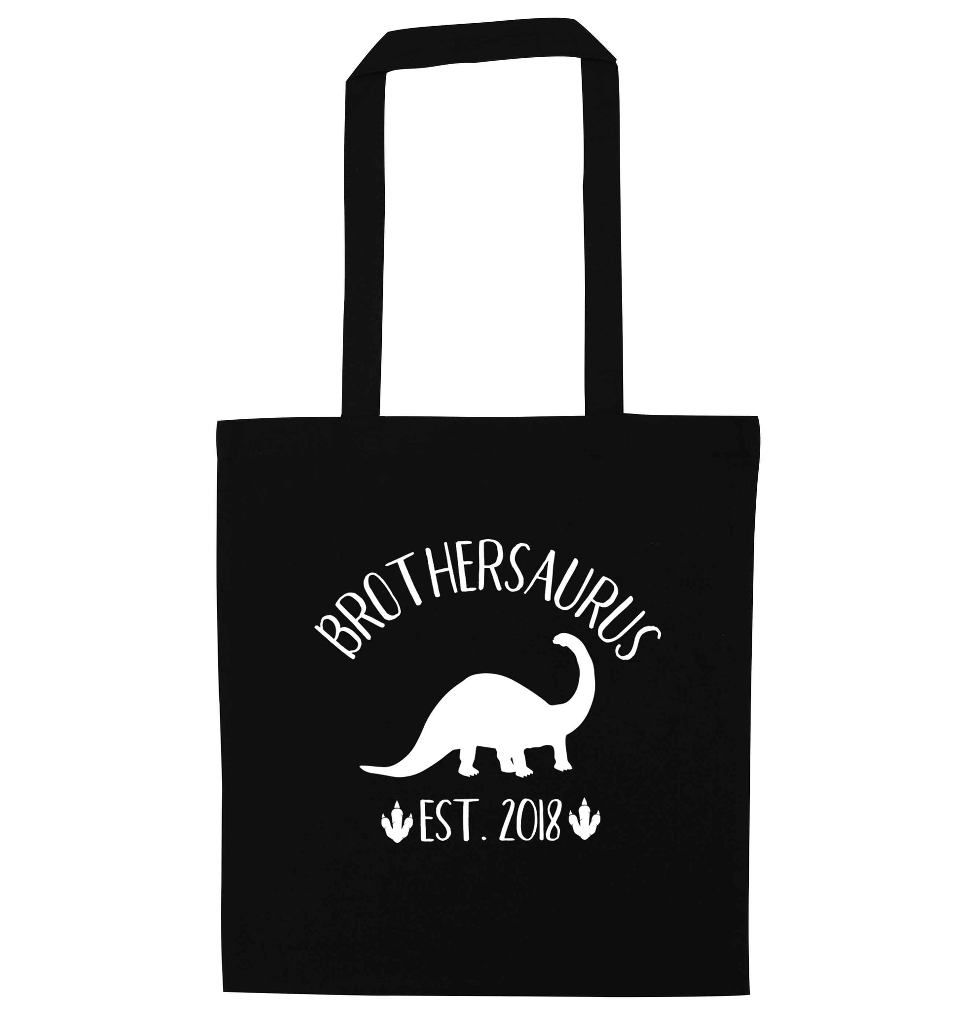Personalised brothersaurus since (custom date) black tote bag