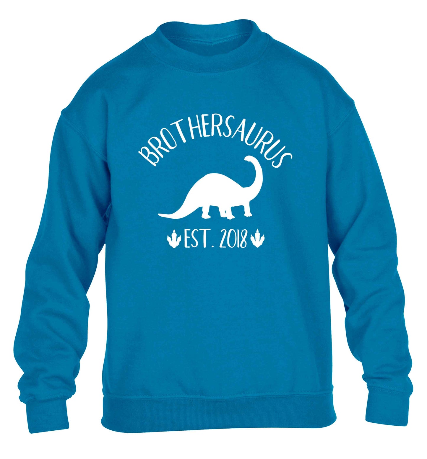 Personalised brothersaurus since (custom date) children's blue sweater 12-13 Years