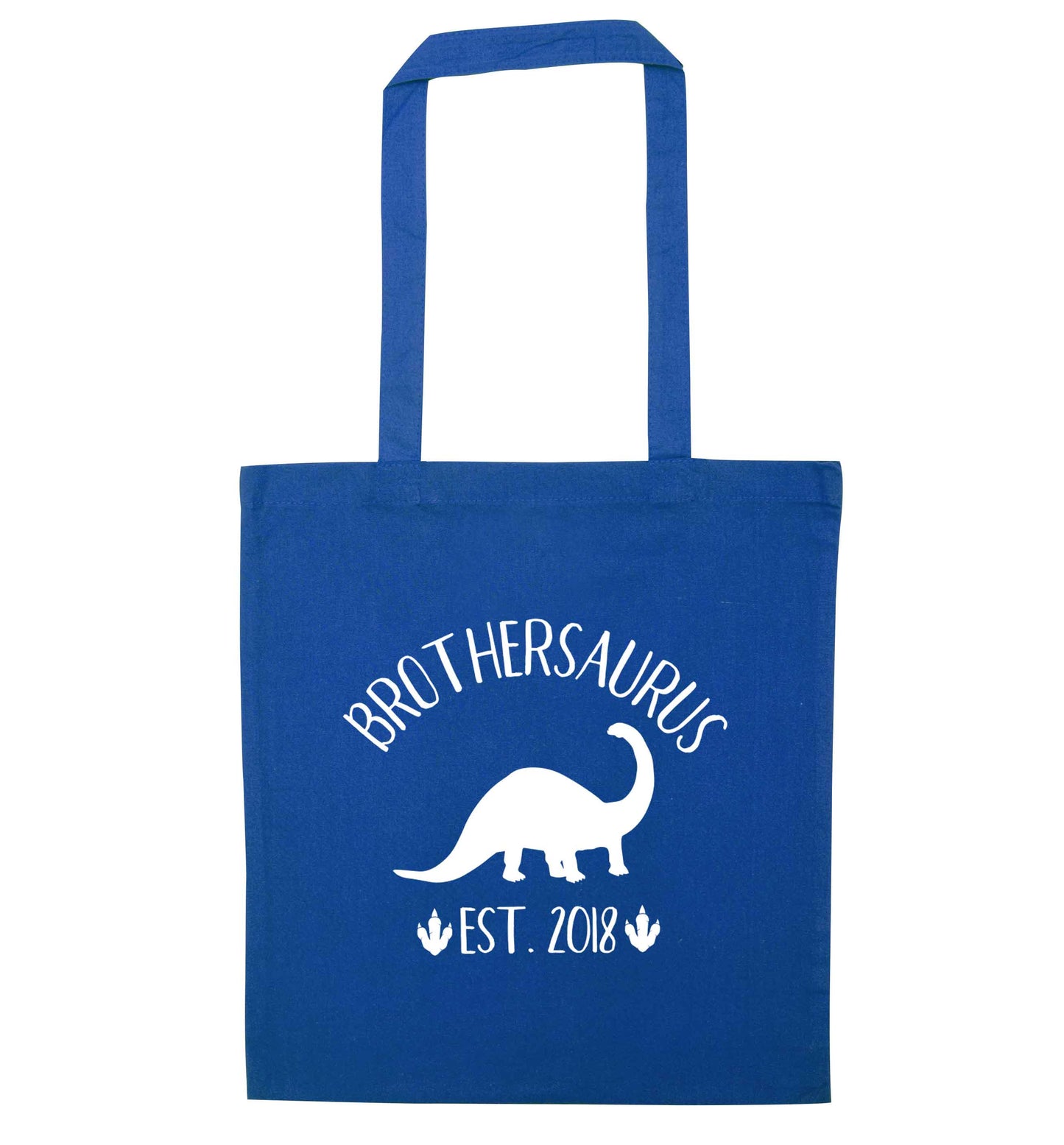 Personalised brothersaurus since (custom date) blue tote bag