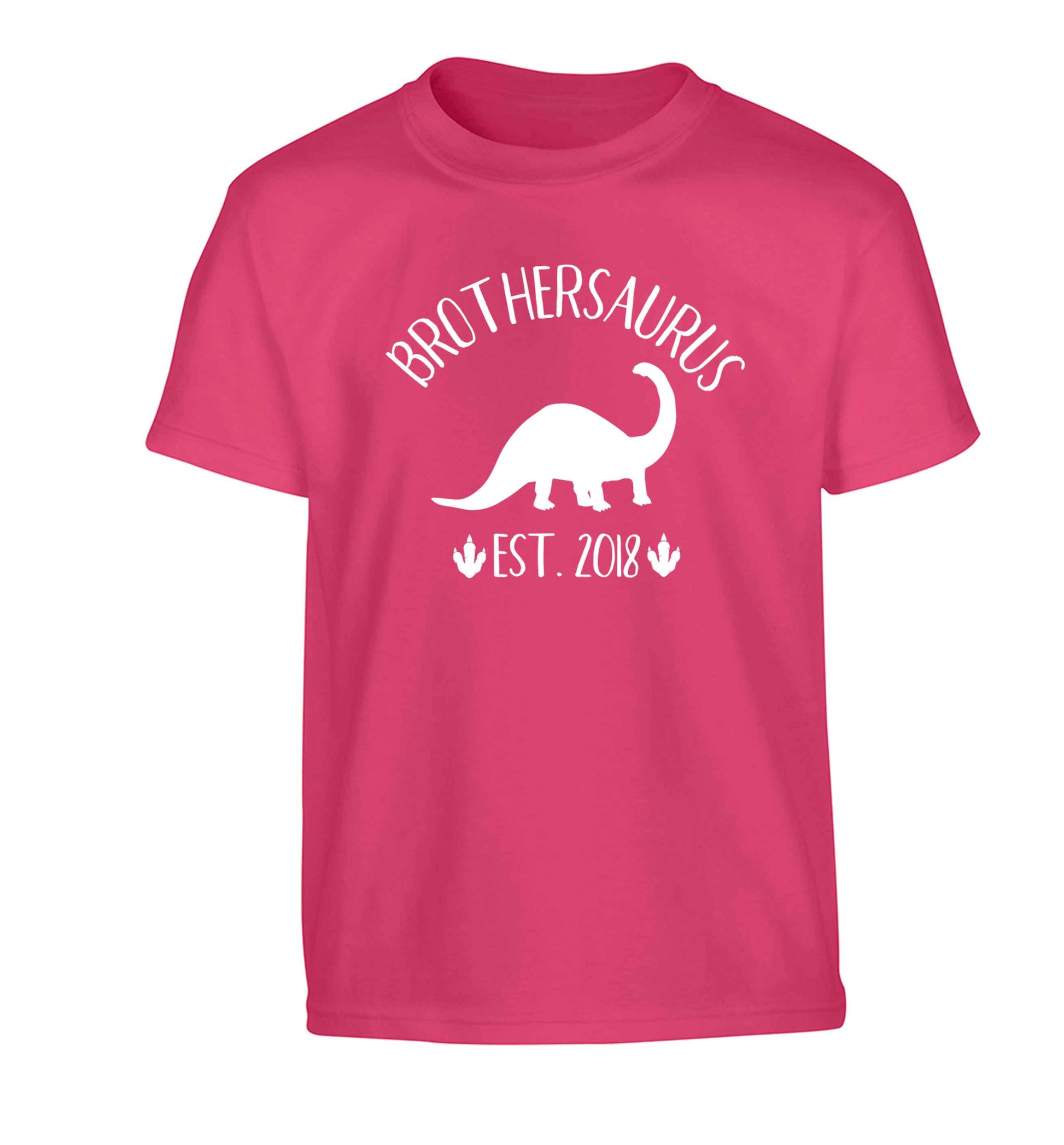 Personalised brothersaurus since (custom date) Children's pink Tshirt 12-13 Years