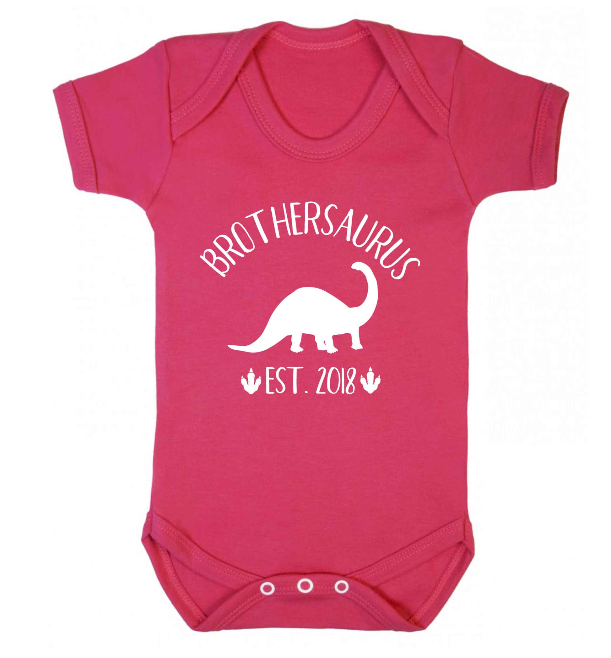 Personalised brothersaurus since (custom date) Baby Vest dark pink 18-24 months
