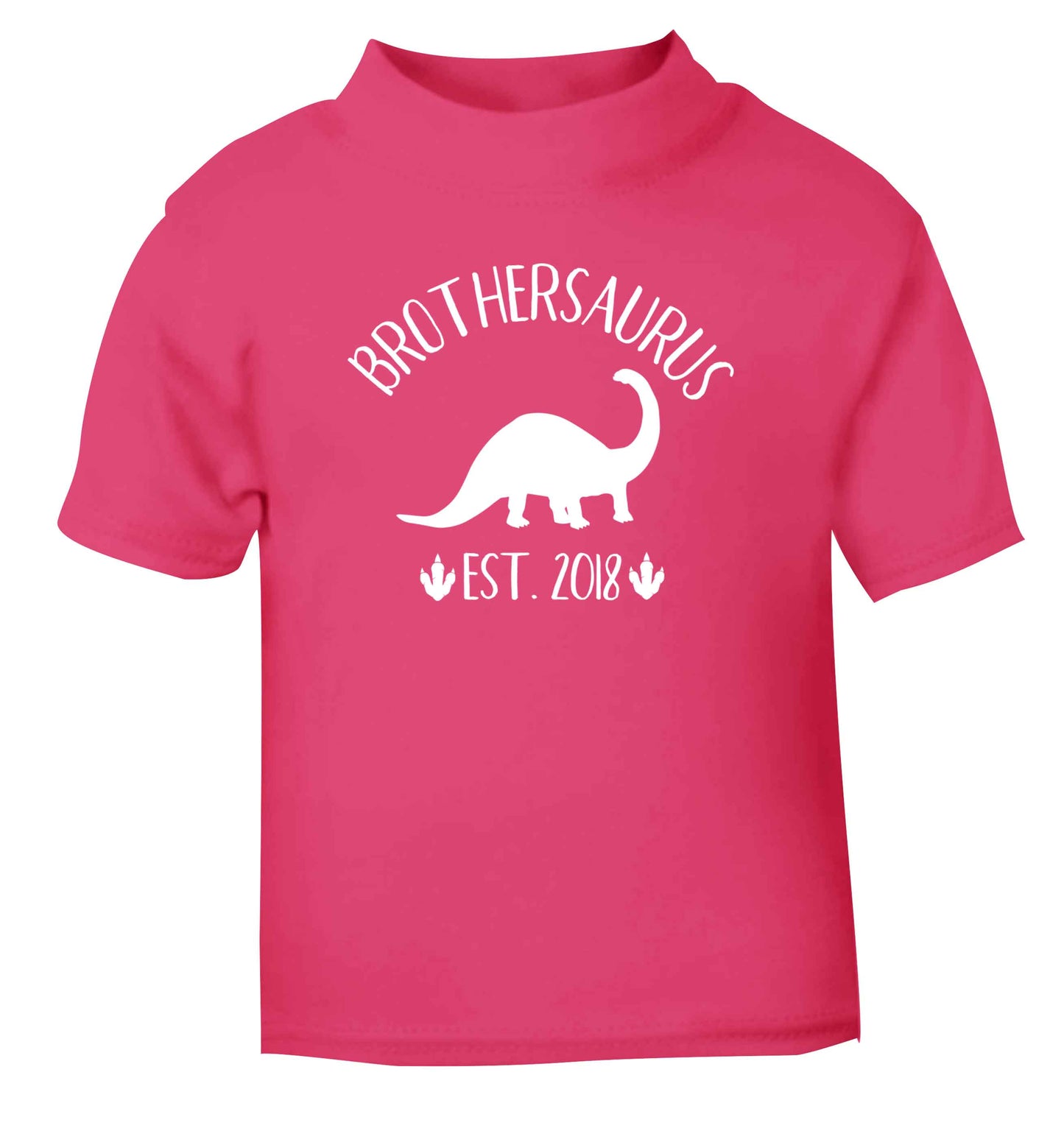 Personalised brothersaurus since (custom date) pink Baby Toddler Tshirt 2 Years