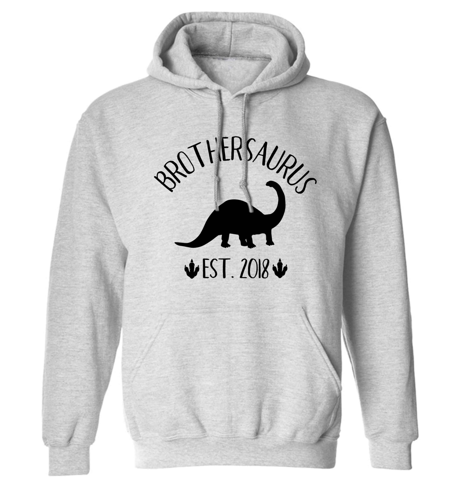 Personalised brothersaurus since (custom date) adults unisex grey hoodie 2XL