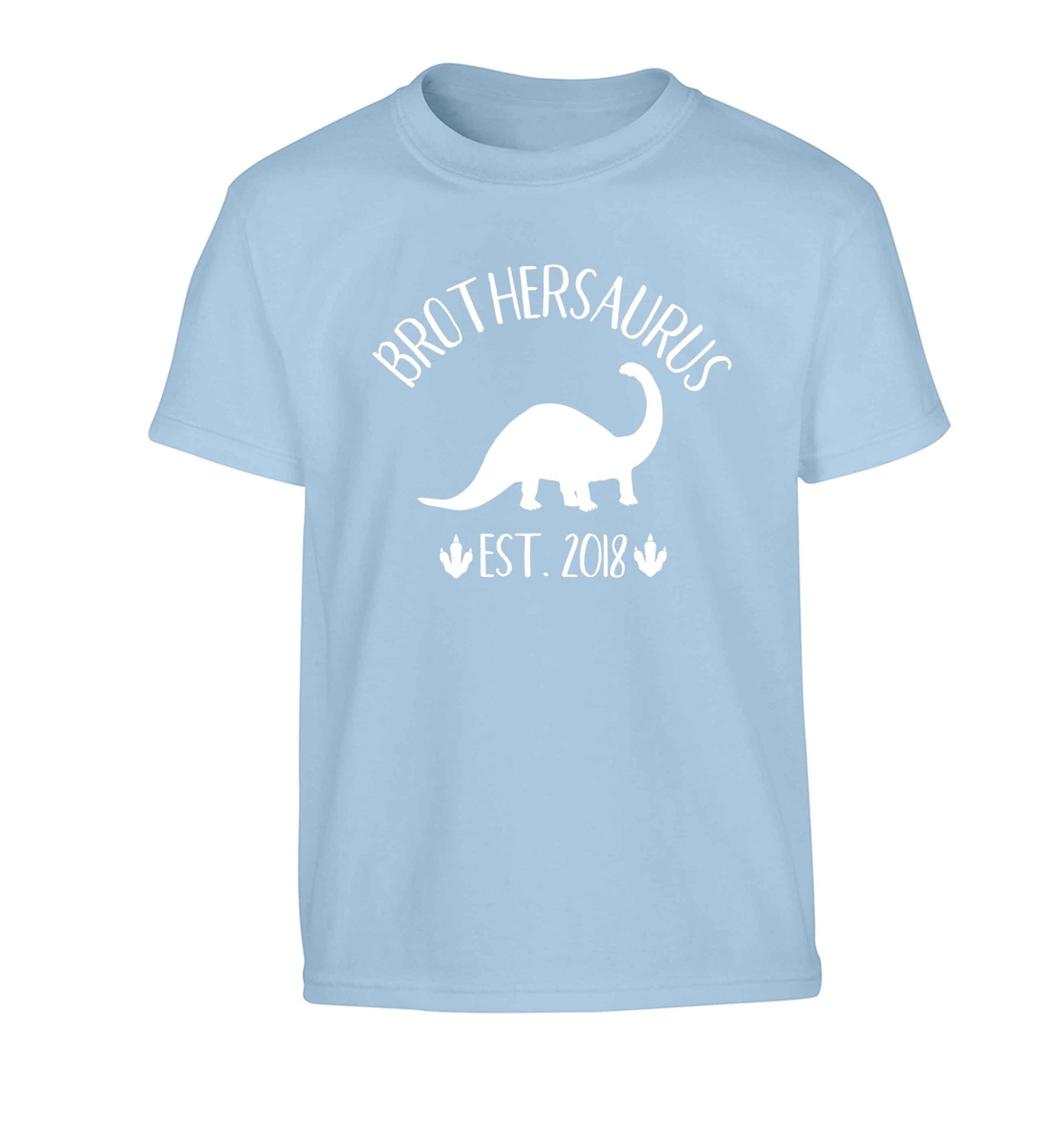 Personalised brothersaurus since (custom date) Children's light blue Tshirt 12-13 Years