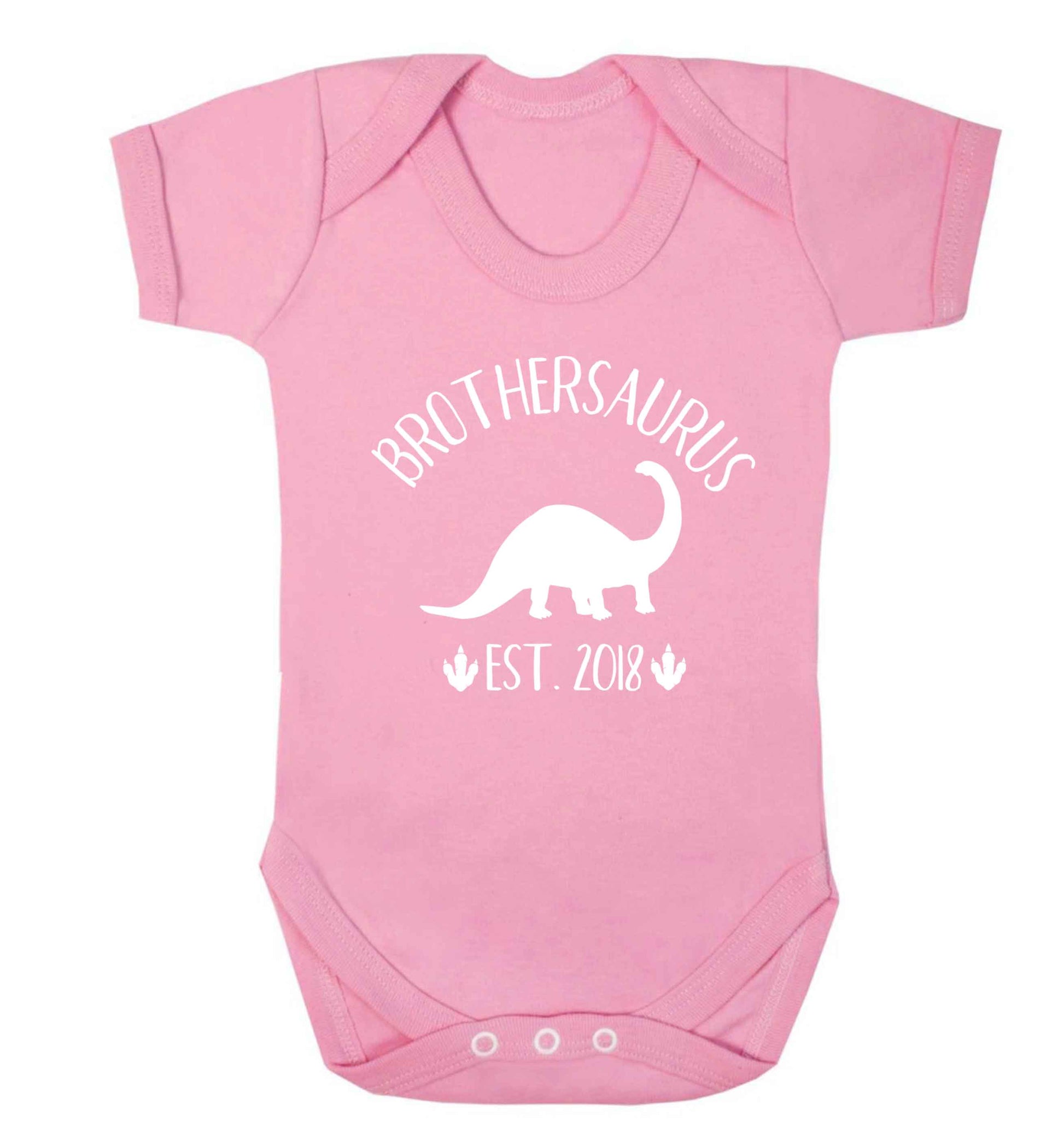 Personalised brothersaurus since (custom date) Baby Vest pale pink 18-24 months
