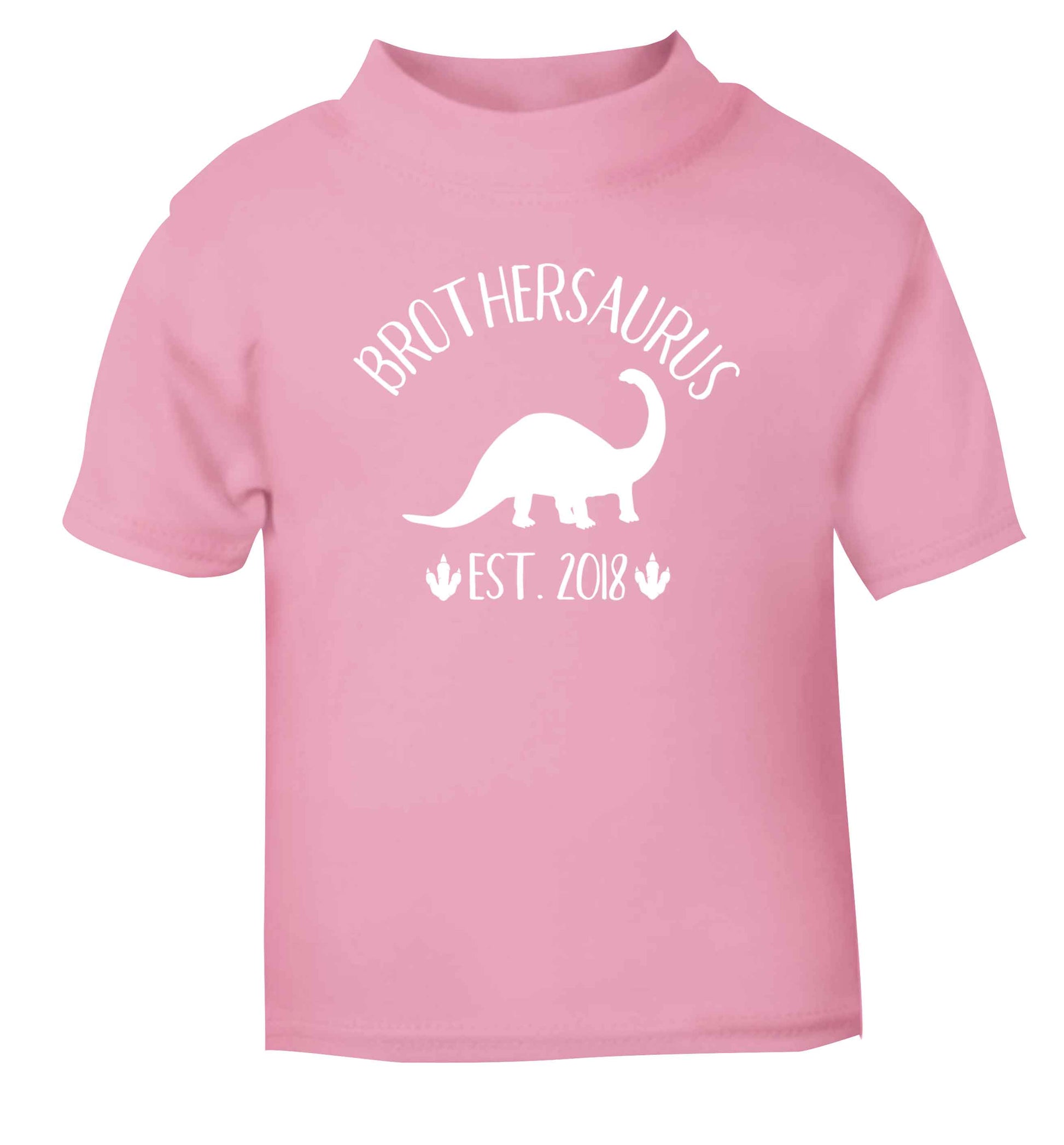 Personalised brothersaurus since (custom date) light pink Baby Toddler Tshirt 2 Years