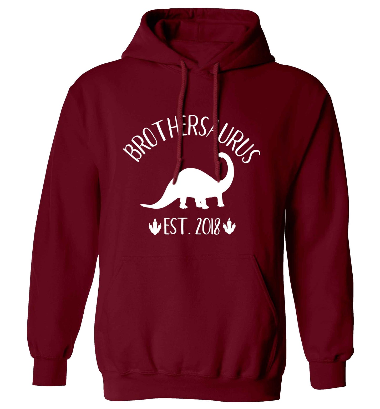 Personalised brothersaurus since (custom date) adults unisex maroon hoodie 2XL