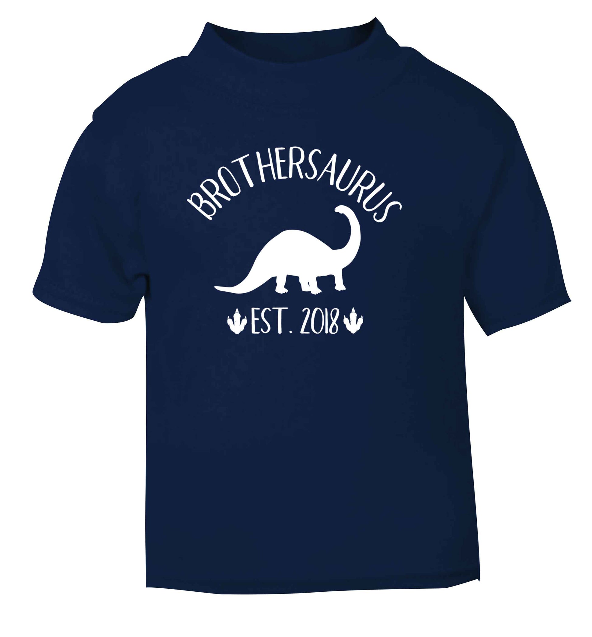 Personalised brothersaurus since (custom date) navy Baby Toddler Tshirt 2 Years