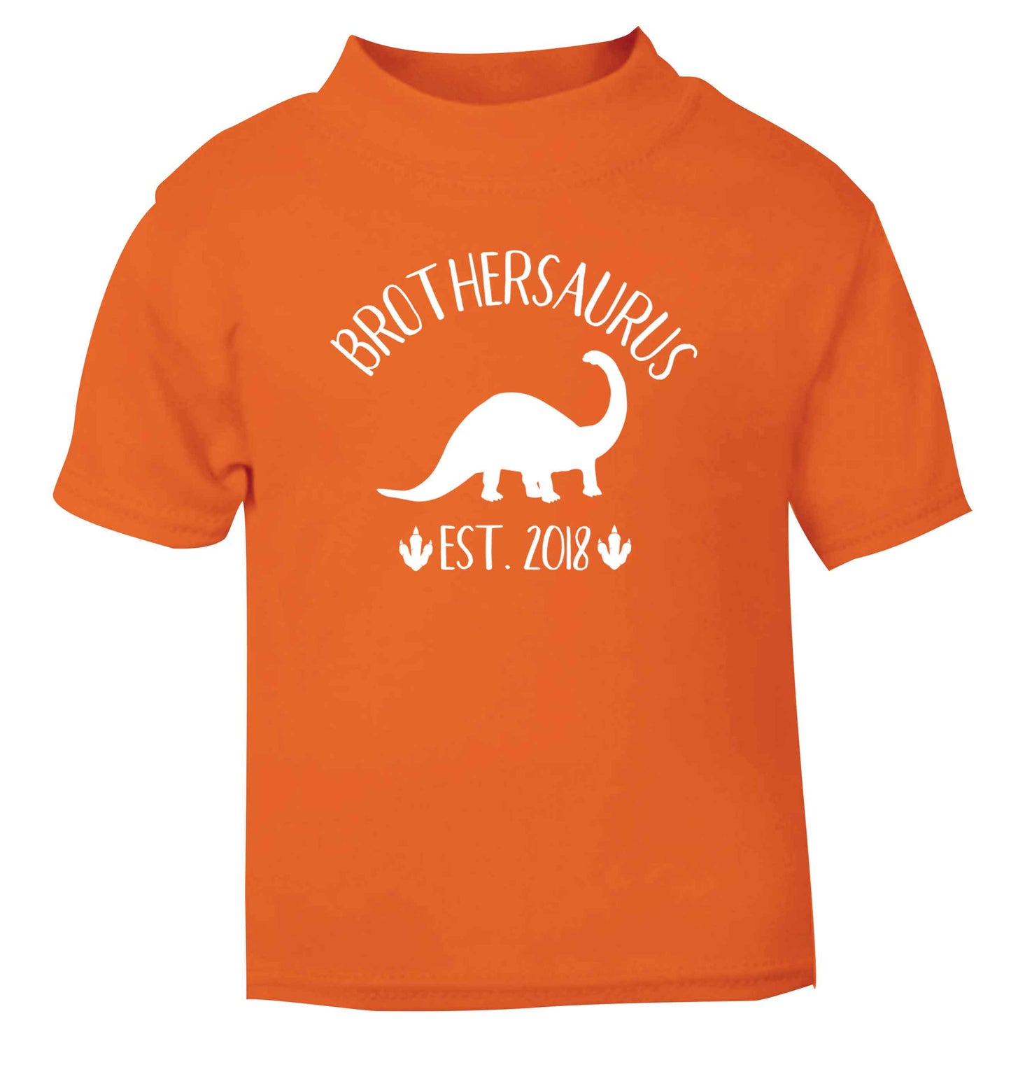 Personalised brothersaurus since (custom date) orange Baby Toddler Tshirt 2 Years