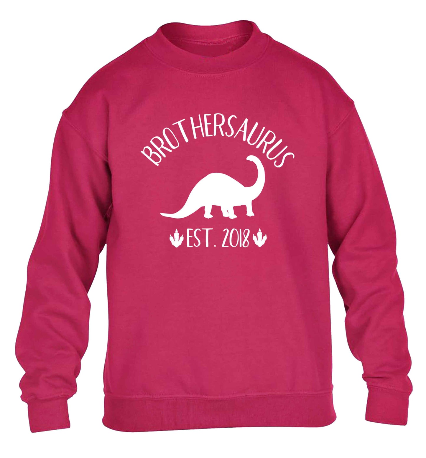 Personalised brothersaurus since (custom date) children's pink sweater 12-13 Years