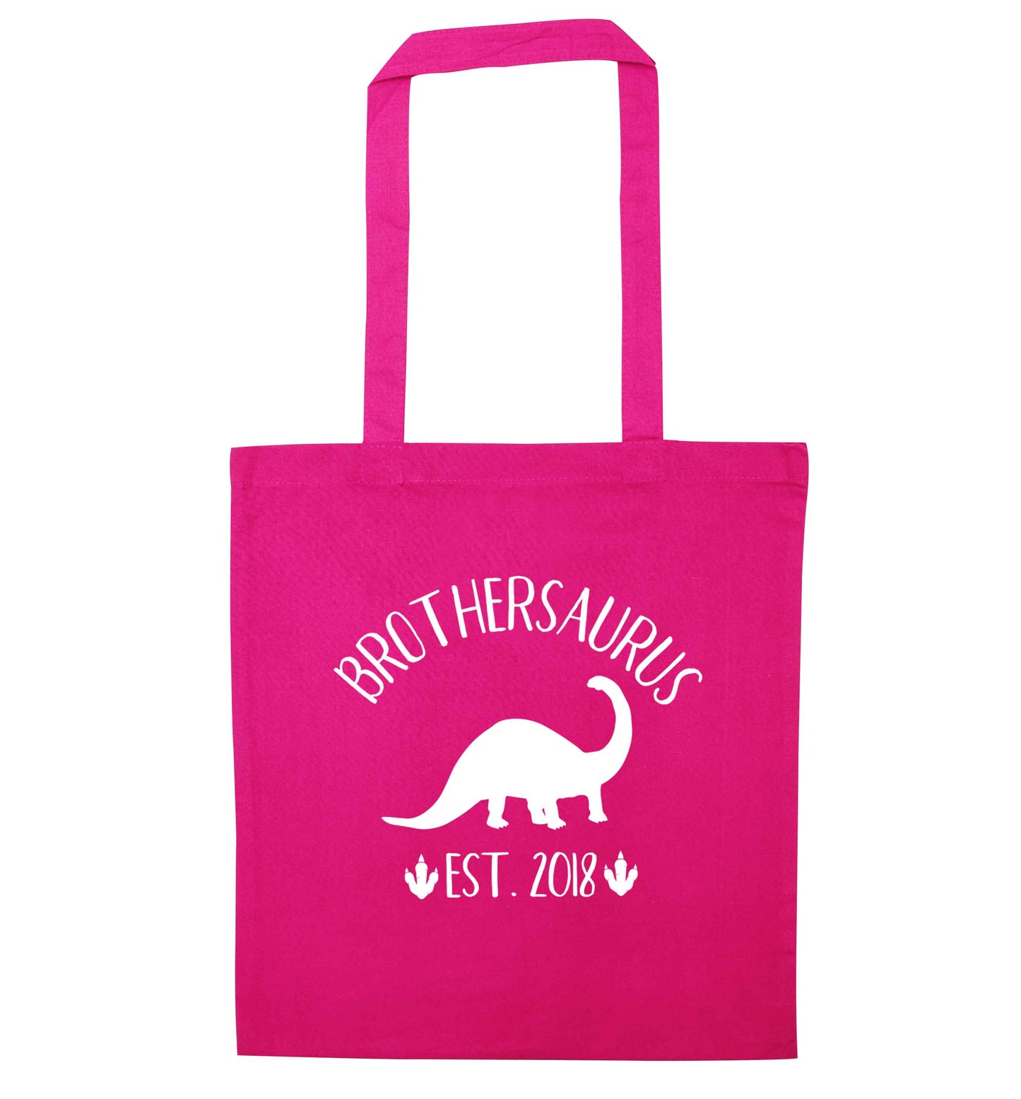 Personalised brothersaurus since (custom date) pink tote bag