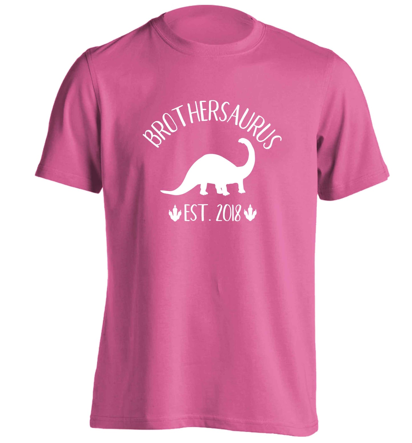Personalised brothersaurus since (custom date) adults unisex pink Tshirt 2XL