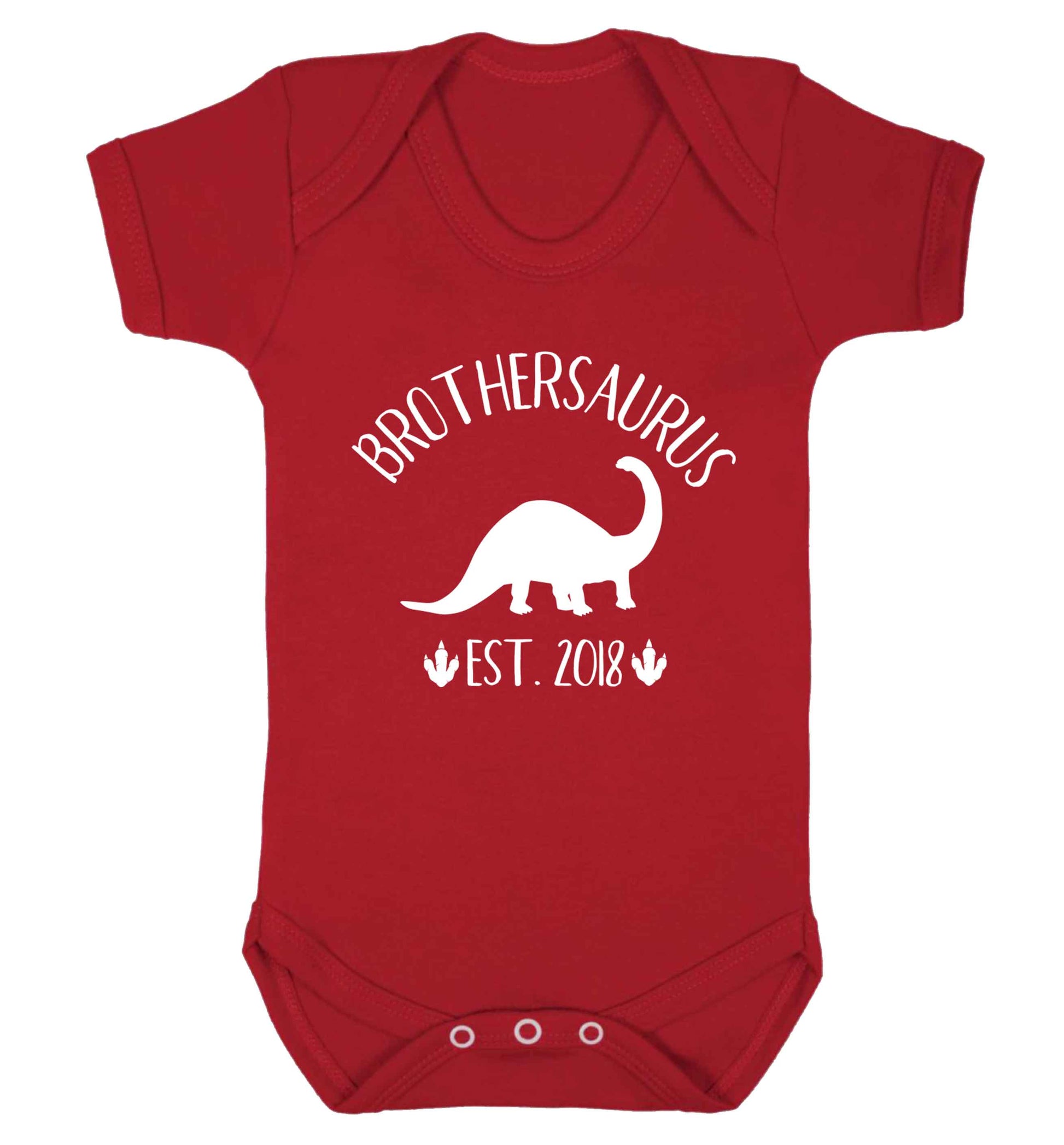 Personalised brothersaurus since (custom date) Baby Vest red 18-24 months