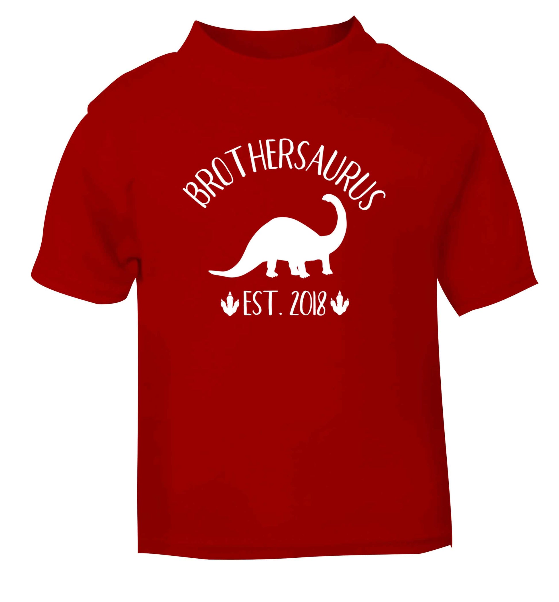 Personalised brothersaurus since (custom date) red Baby Toddler Tshirt 2 Years
