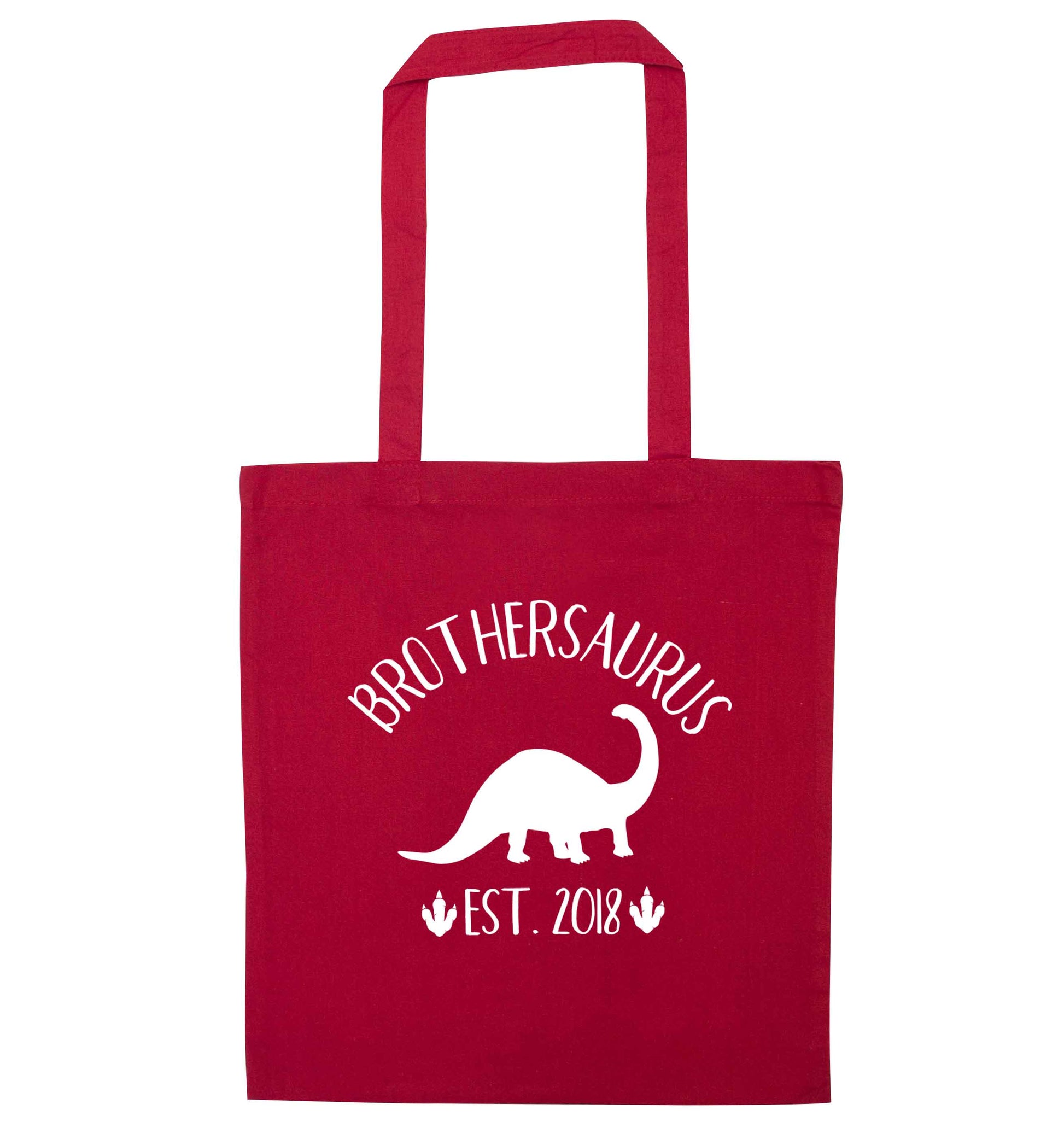 Personalised brothersaurus since (custom date) red tote bag