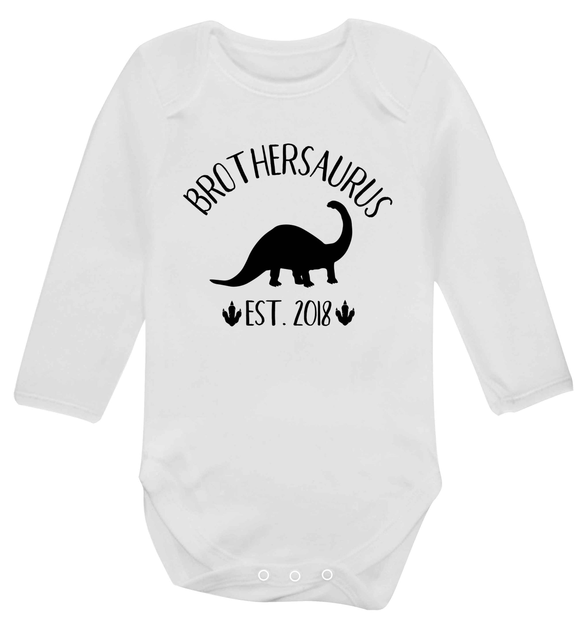 Personalised brothersaurus since (custom date) Baby Vest long sleeved white 6-12 months