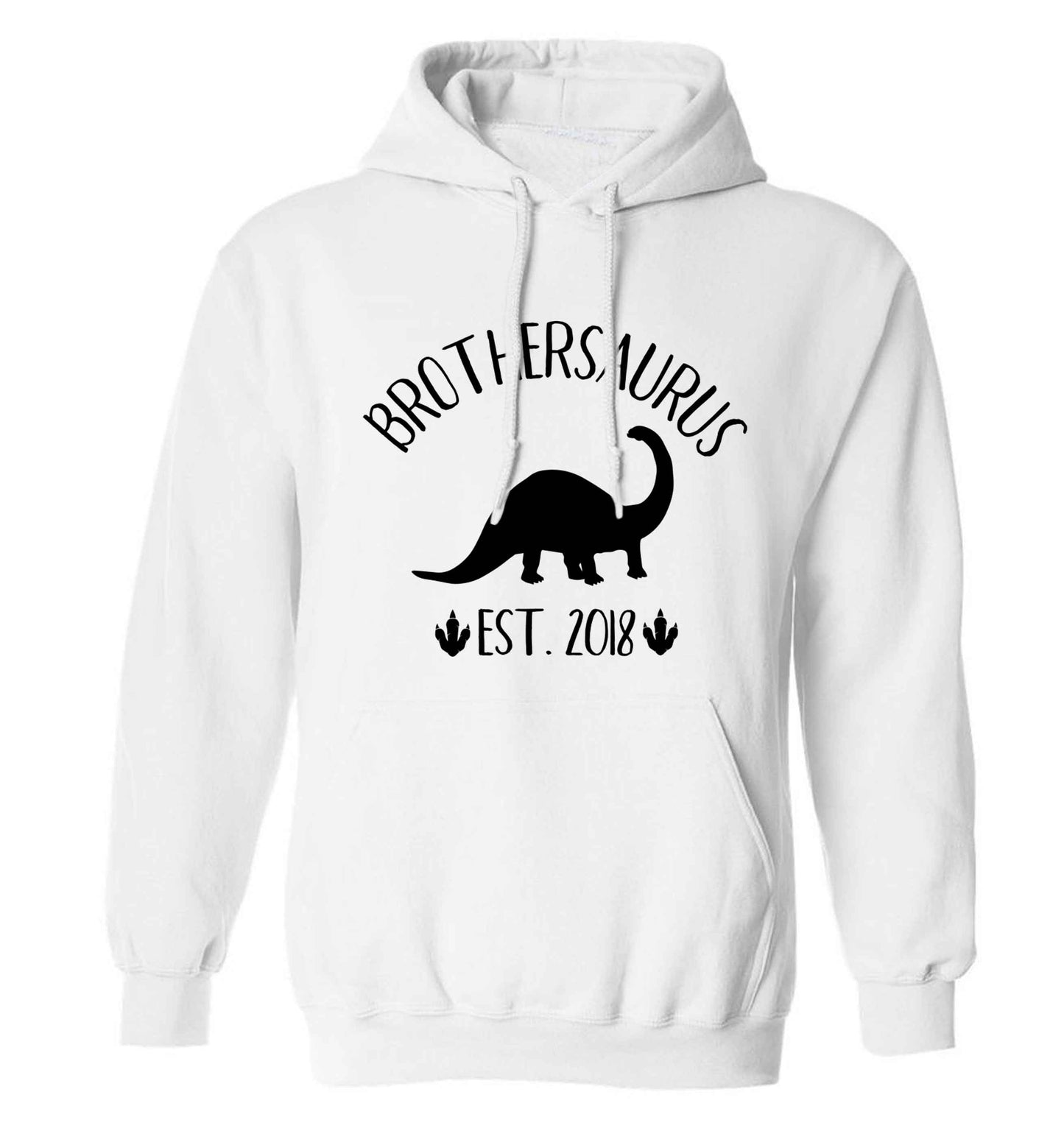 Personalised brothersaurus since (custom date) adults unisex white hoodie 2XL