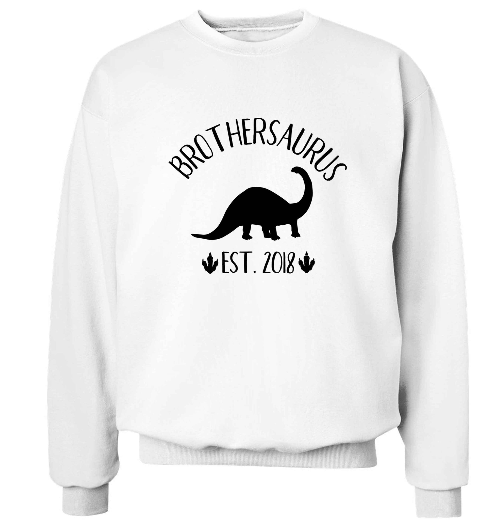 Personalised brothersaurus since (custom date) Adult's unisex white Sweater 2XL
