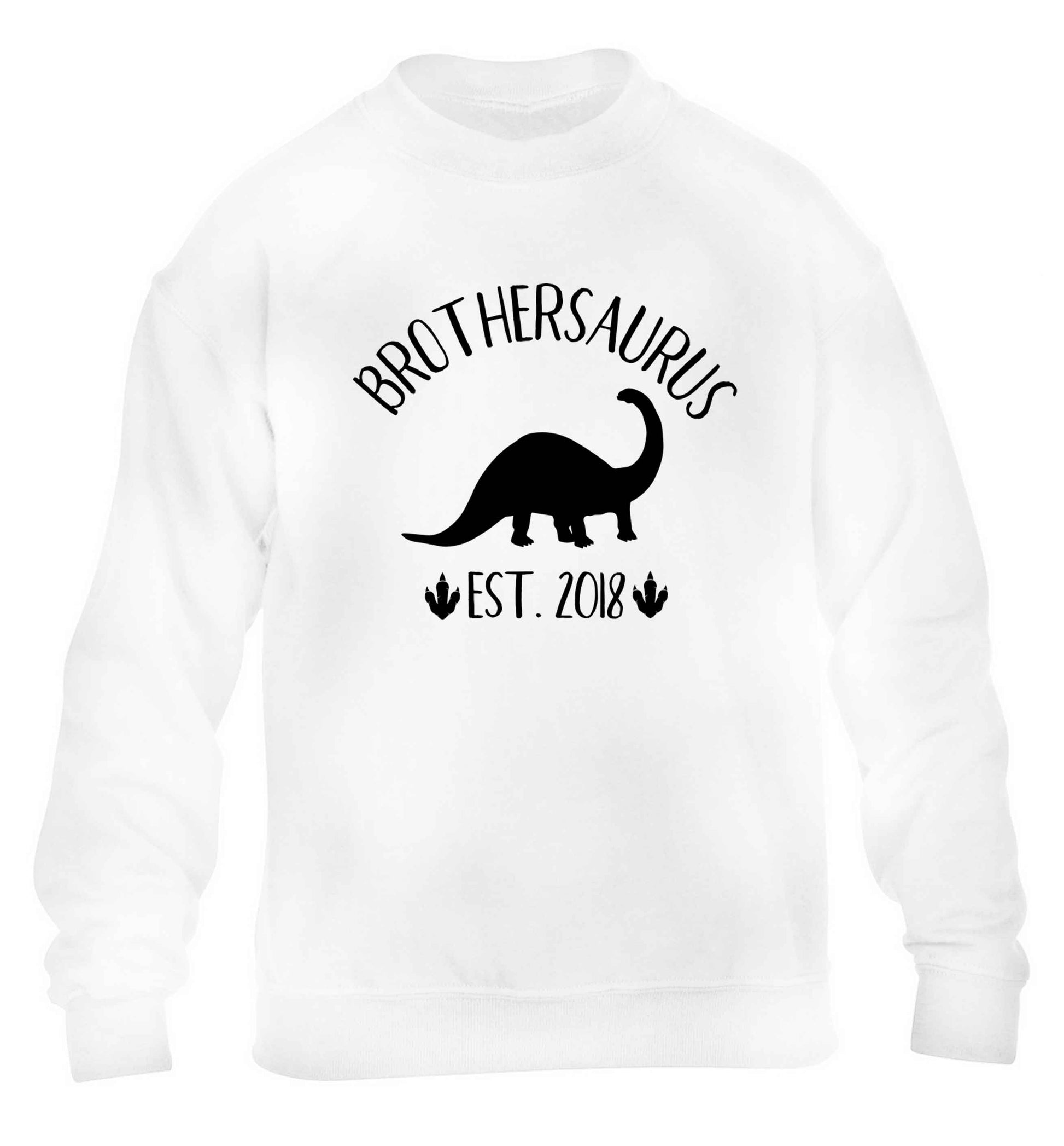 Personalised brothersaurus since (custom date) children's white sweater 12-13 Years