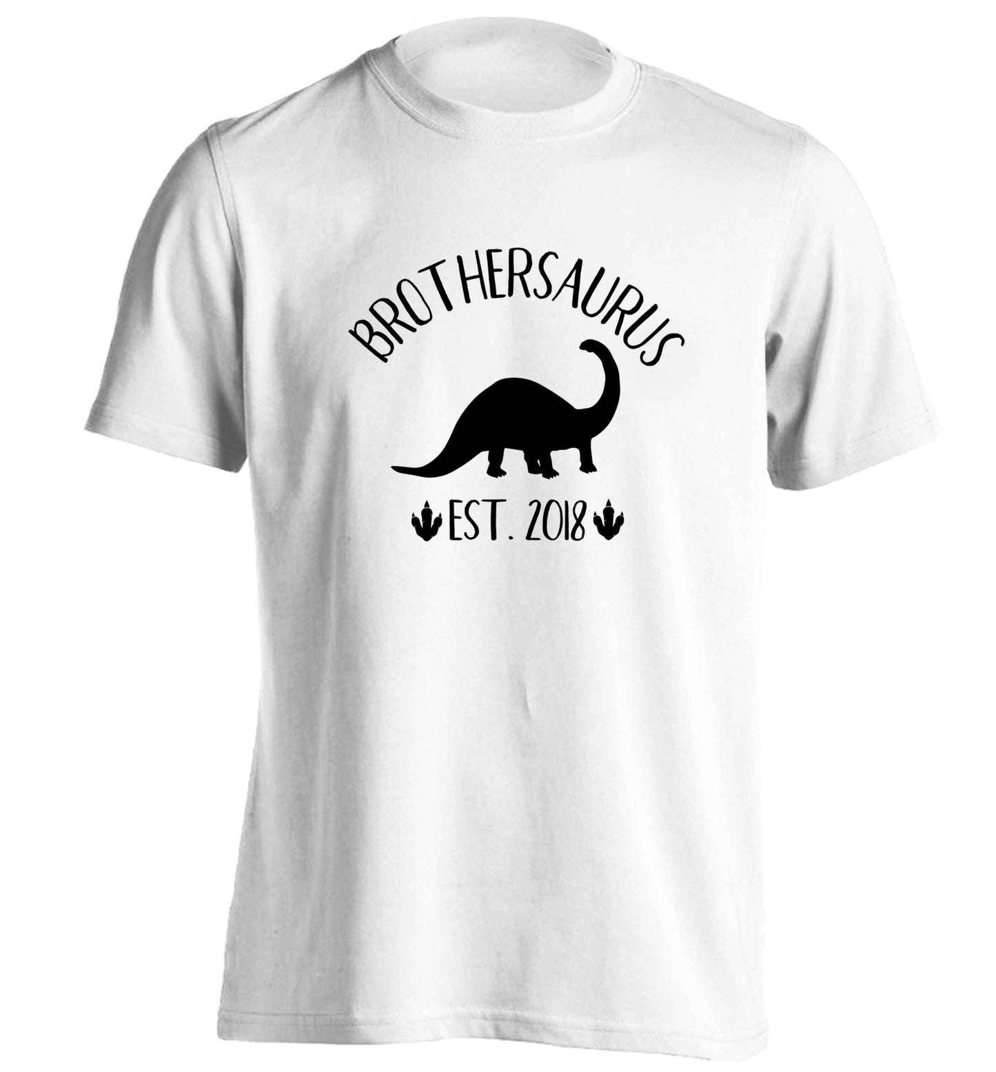 Personalised brothersaurus since (custom date) adults unisex white Tshirt 2XL