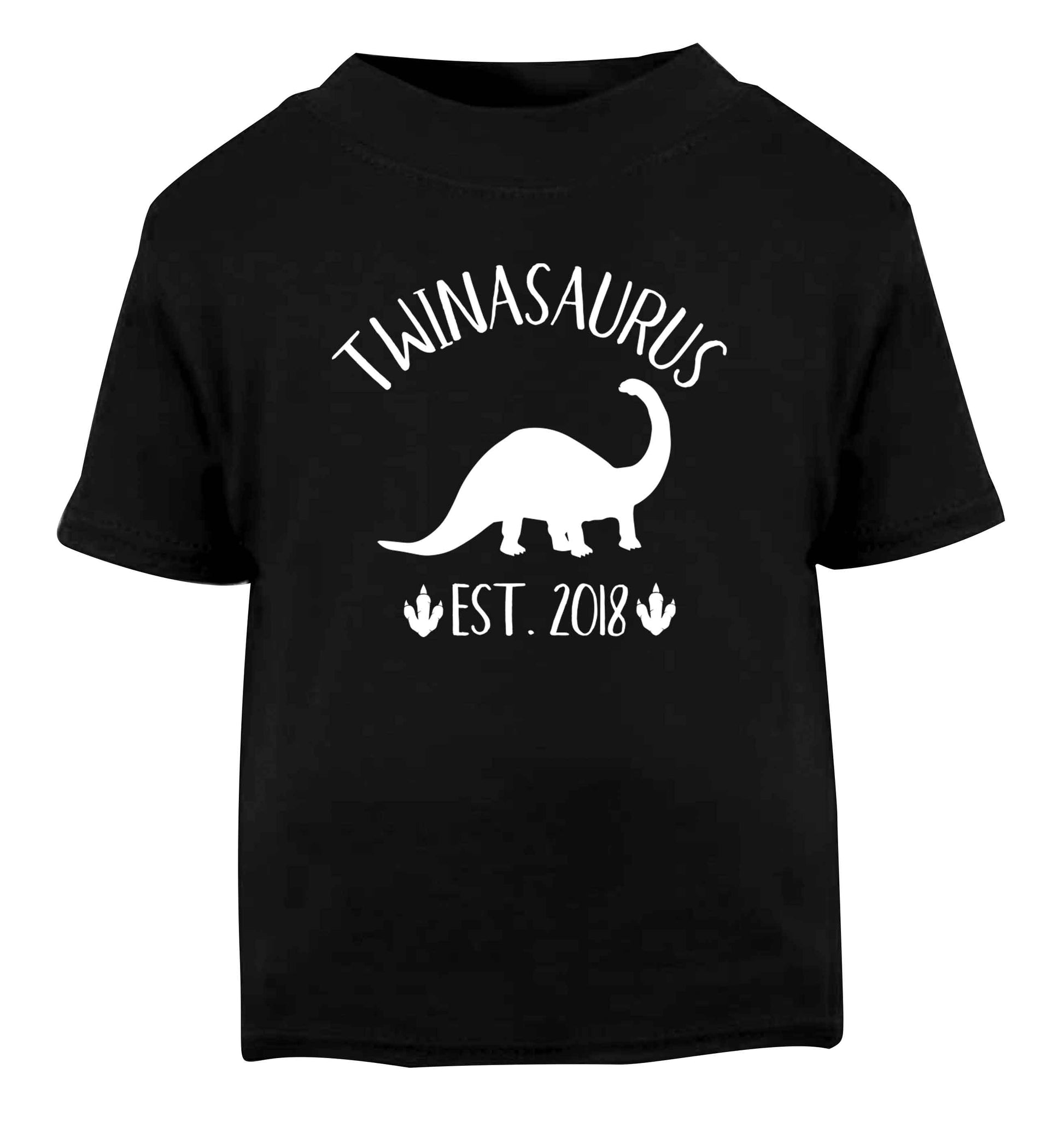 Personalised twinasaurus since (custom date) Black Baby Toddler Tshirt 2 years