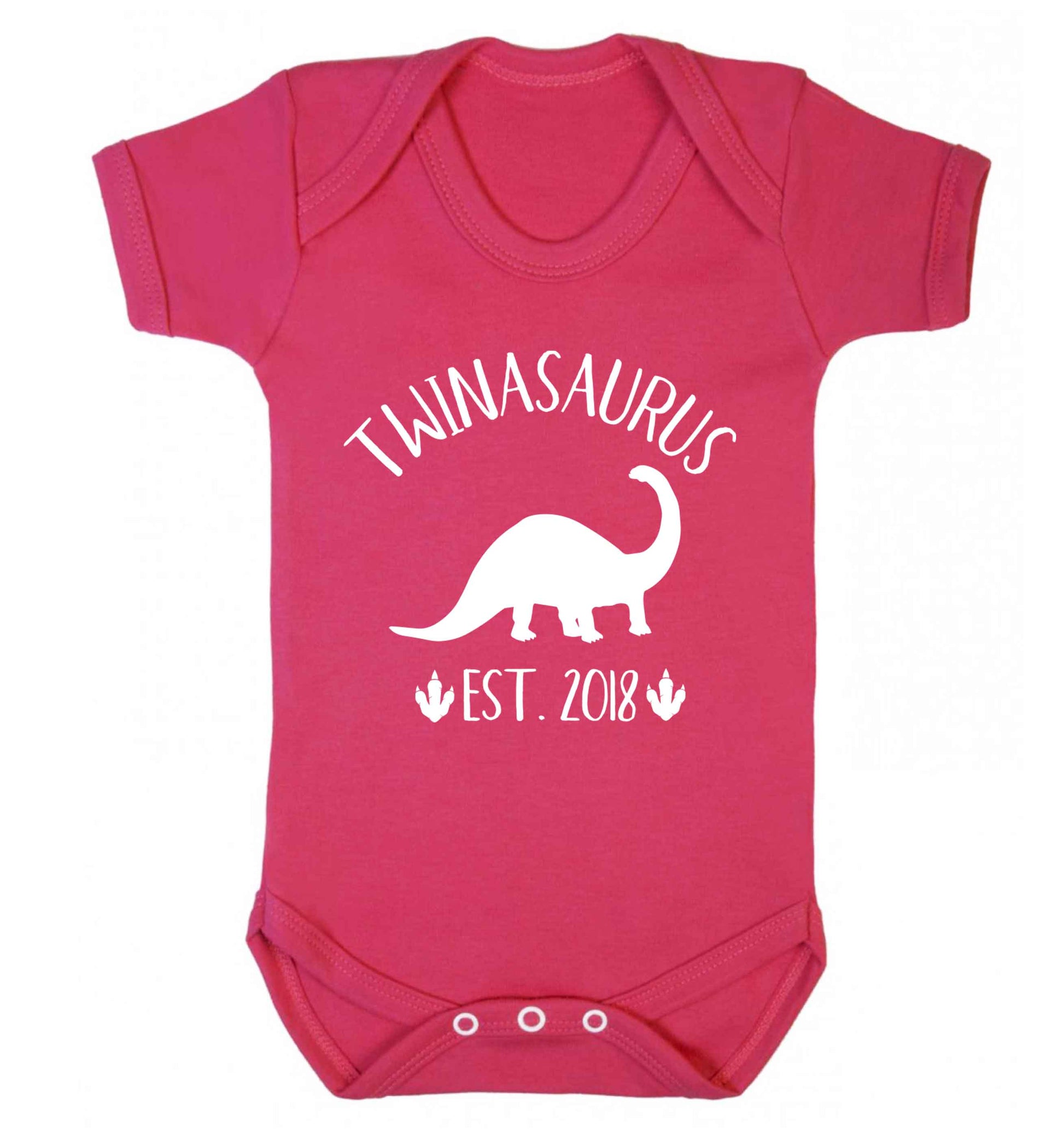 Personalised twinasaurus since (custom date) Baby Vest dark pink 18-24 months