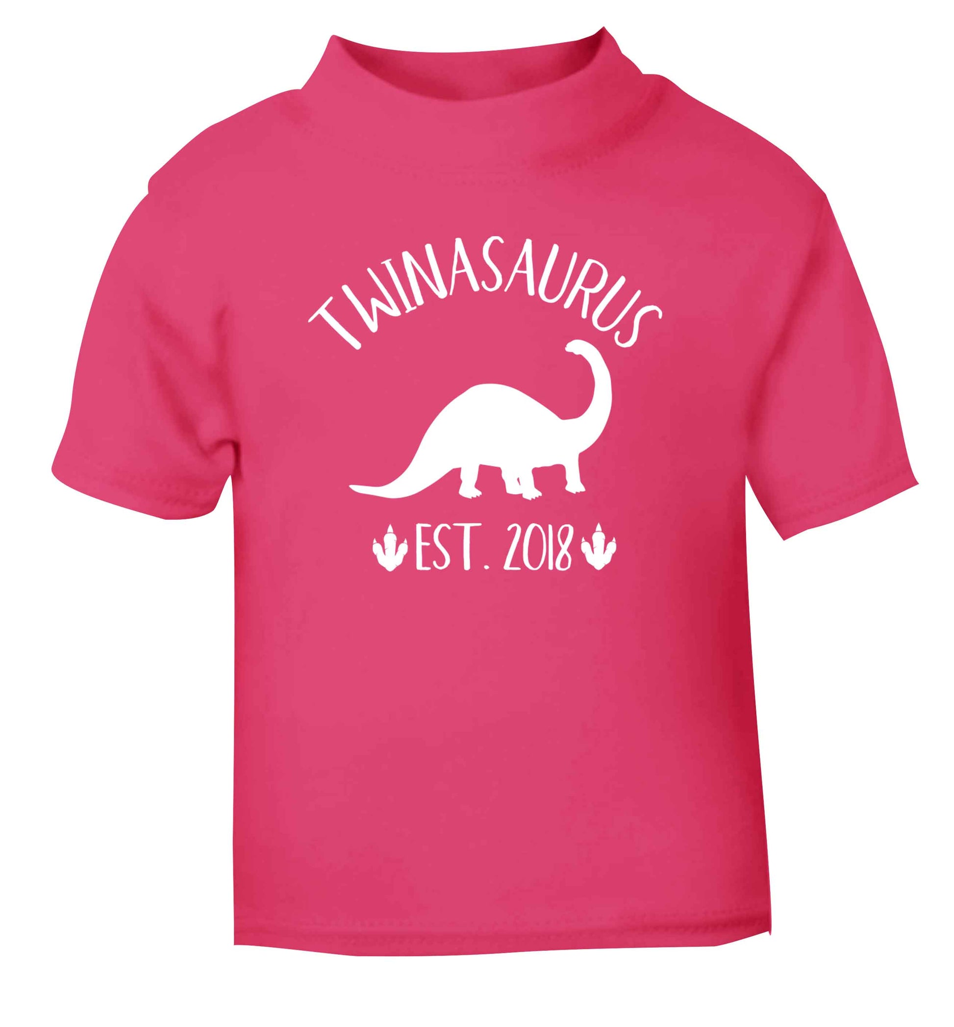 Personalised twinasaurus since (custom date) pink Baby Toddler Tshirt 2 Years