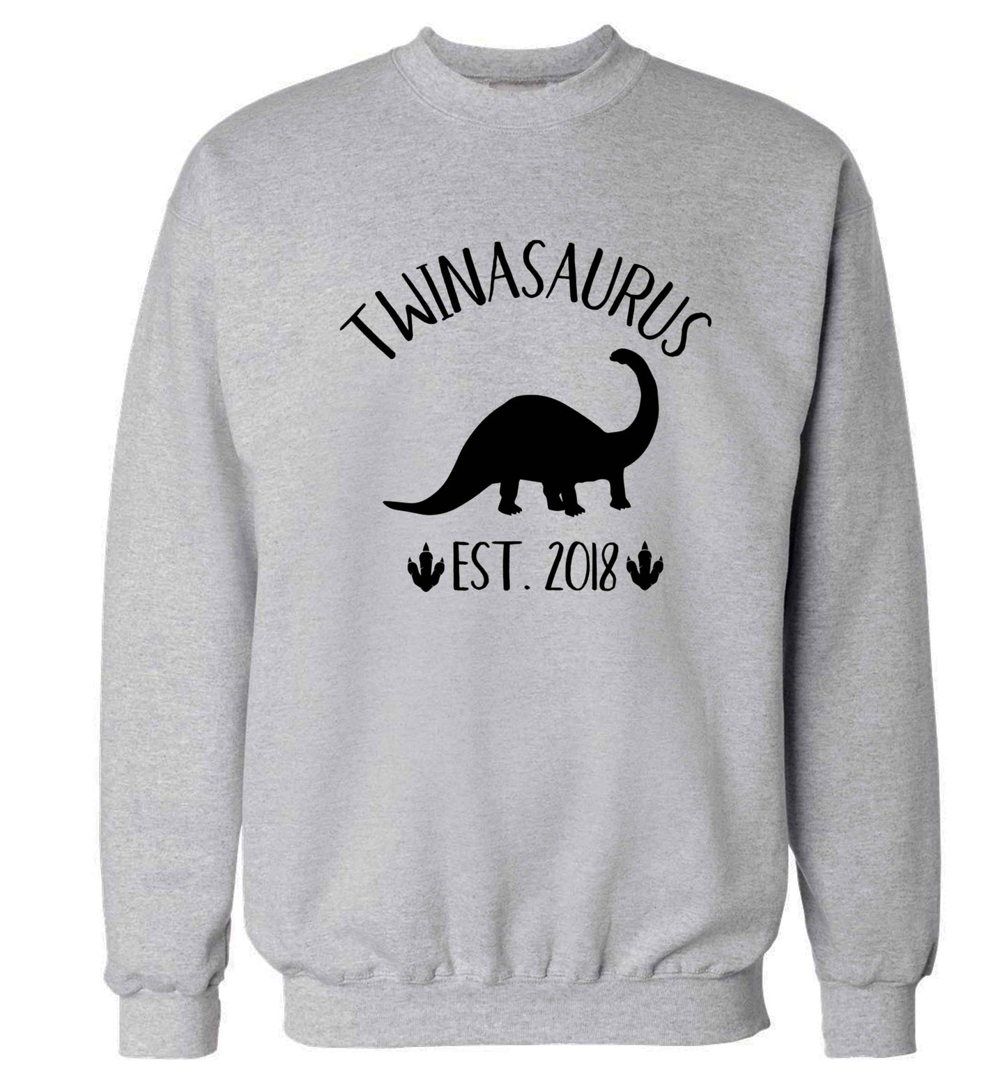 Personalised twinasaurus since (custom date) Adult's unisex grey Sweater 2XL