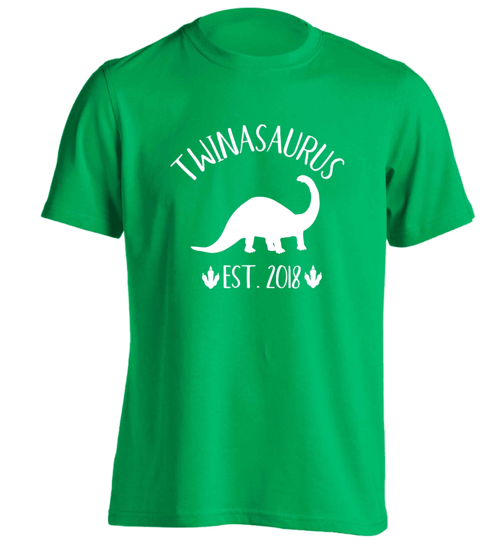 Personalised twinasaurus since (custom date) adults unisex green Tshirt 2XL