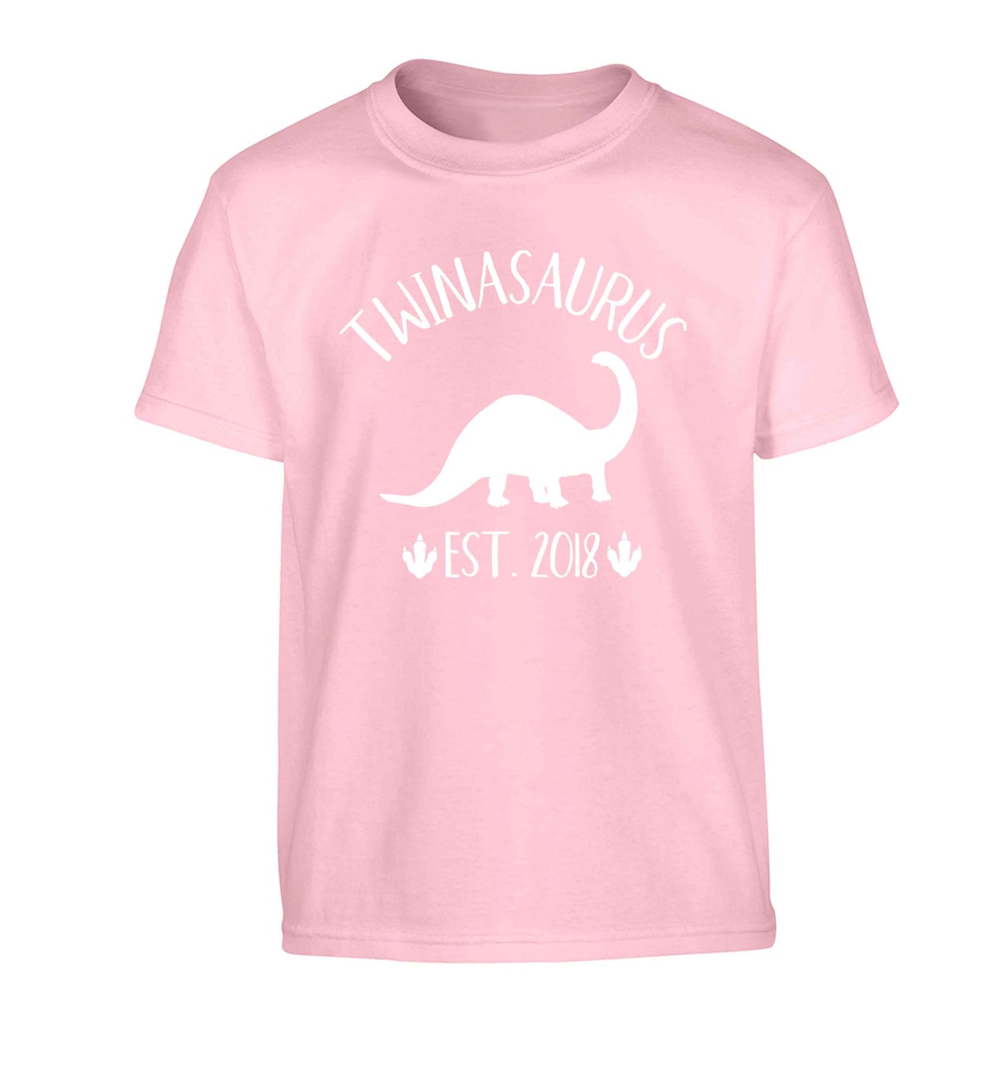 Personalised twinasaurus since (custom date) Children's light pink Tshirt 12-13 Years