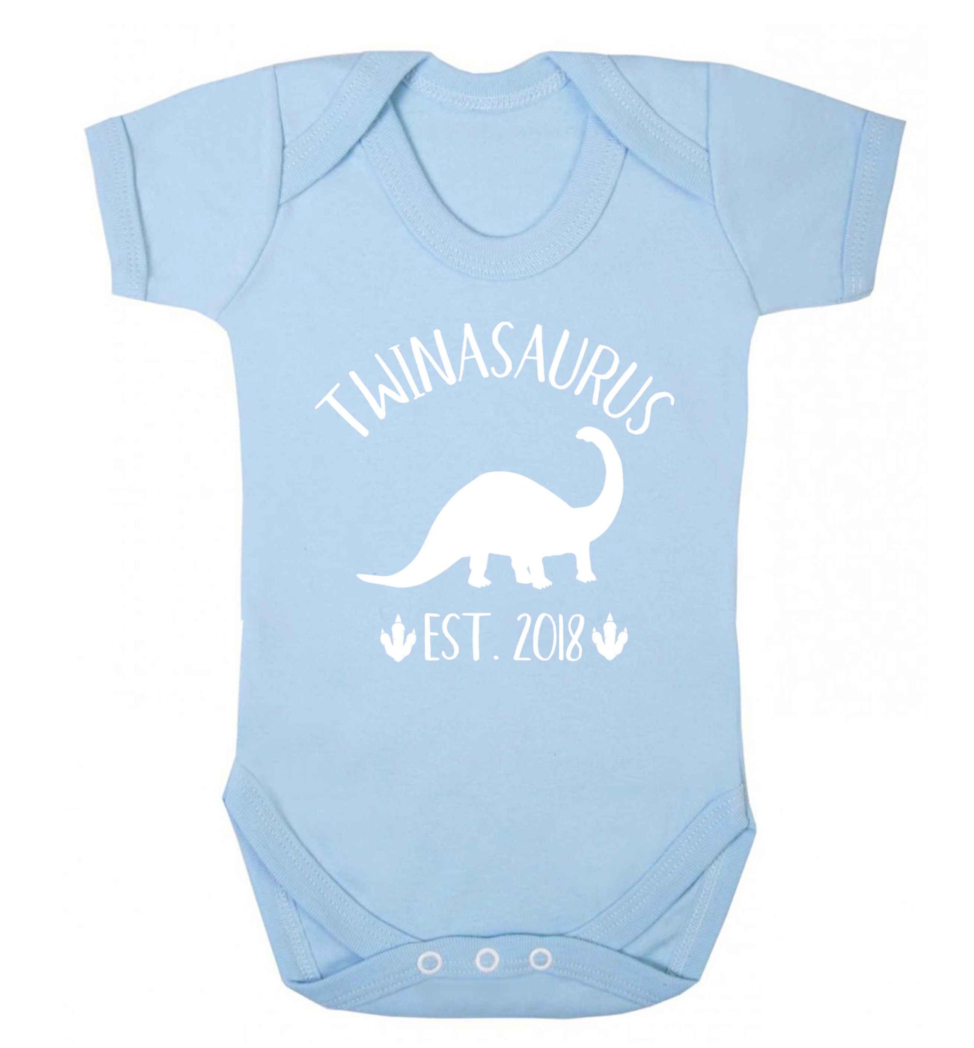 Personalised twinasaurus since (custom date) Baby Vest pale blue 18-24 months