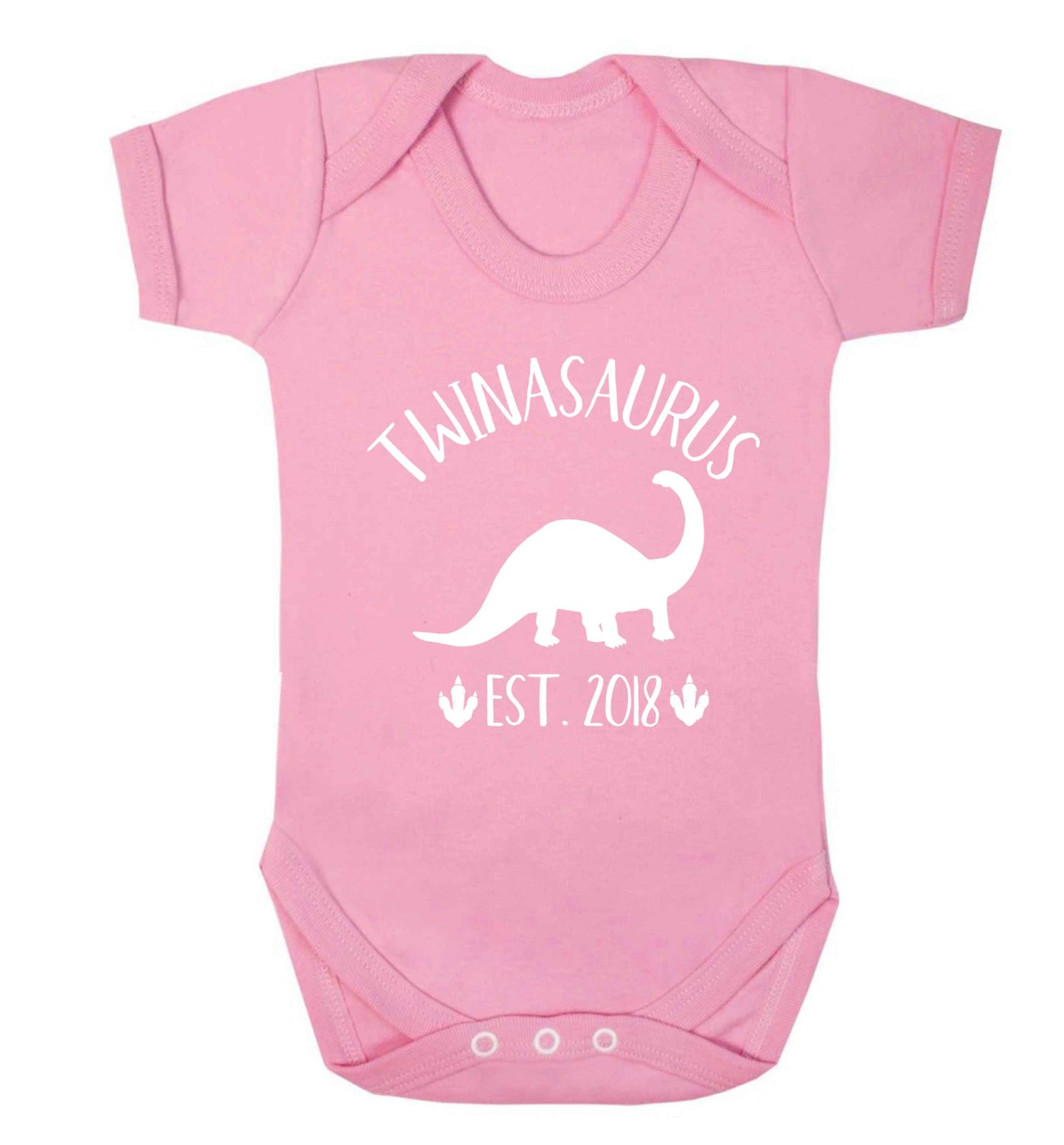 Personalised twinasaurus since (custom date) Baby Vest pale pink 18-24 months