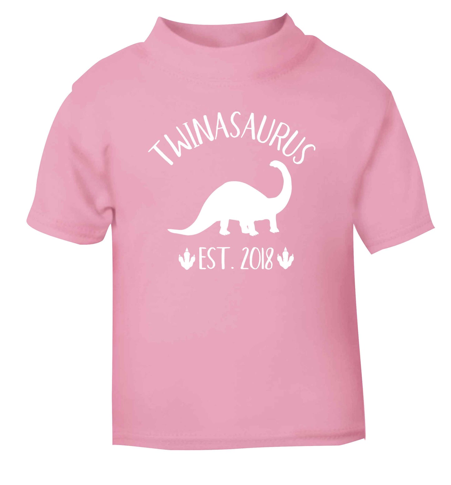 Personalised twinasaurus since (custom date) light pink Baby Toddler Tshirt 2 Years