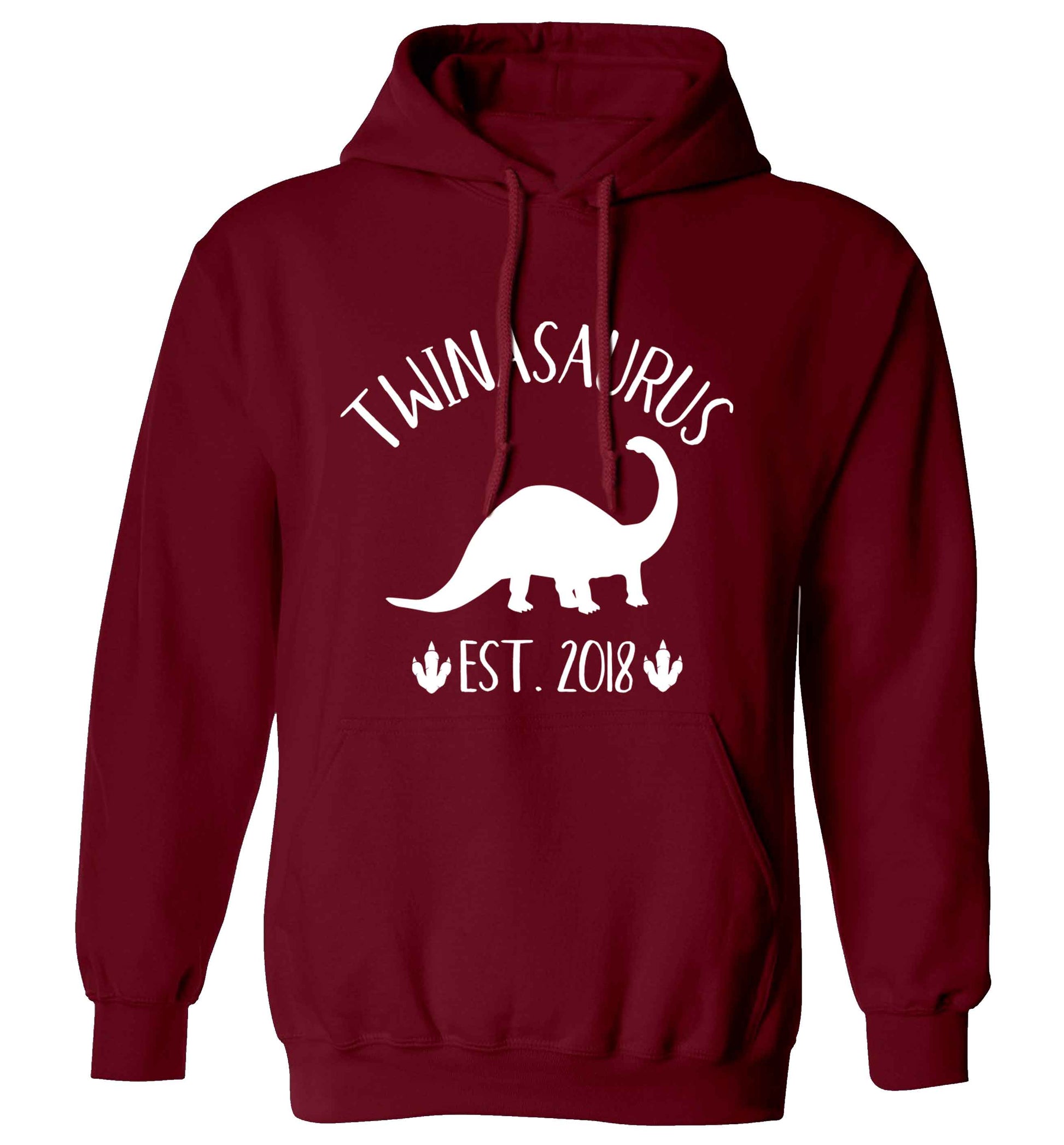 Personalised twinasaurus since (custom date) adults unisex maroon hoodie 2XL
